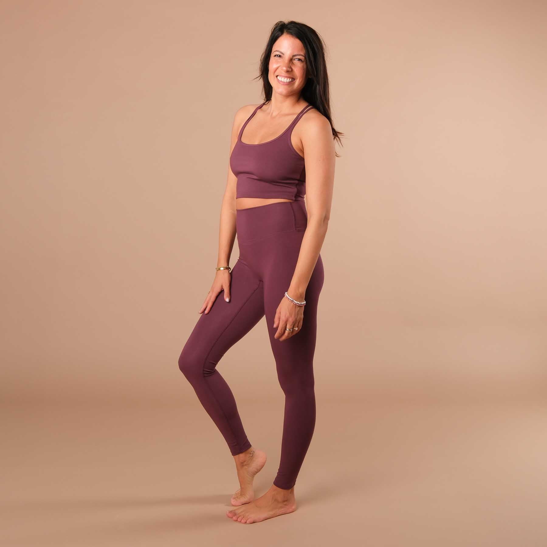 Crop top Joy con spalline incrociate berry