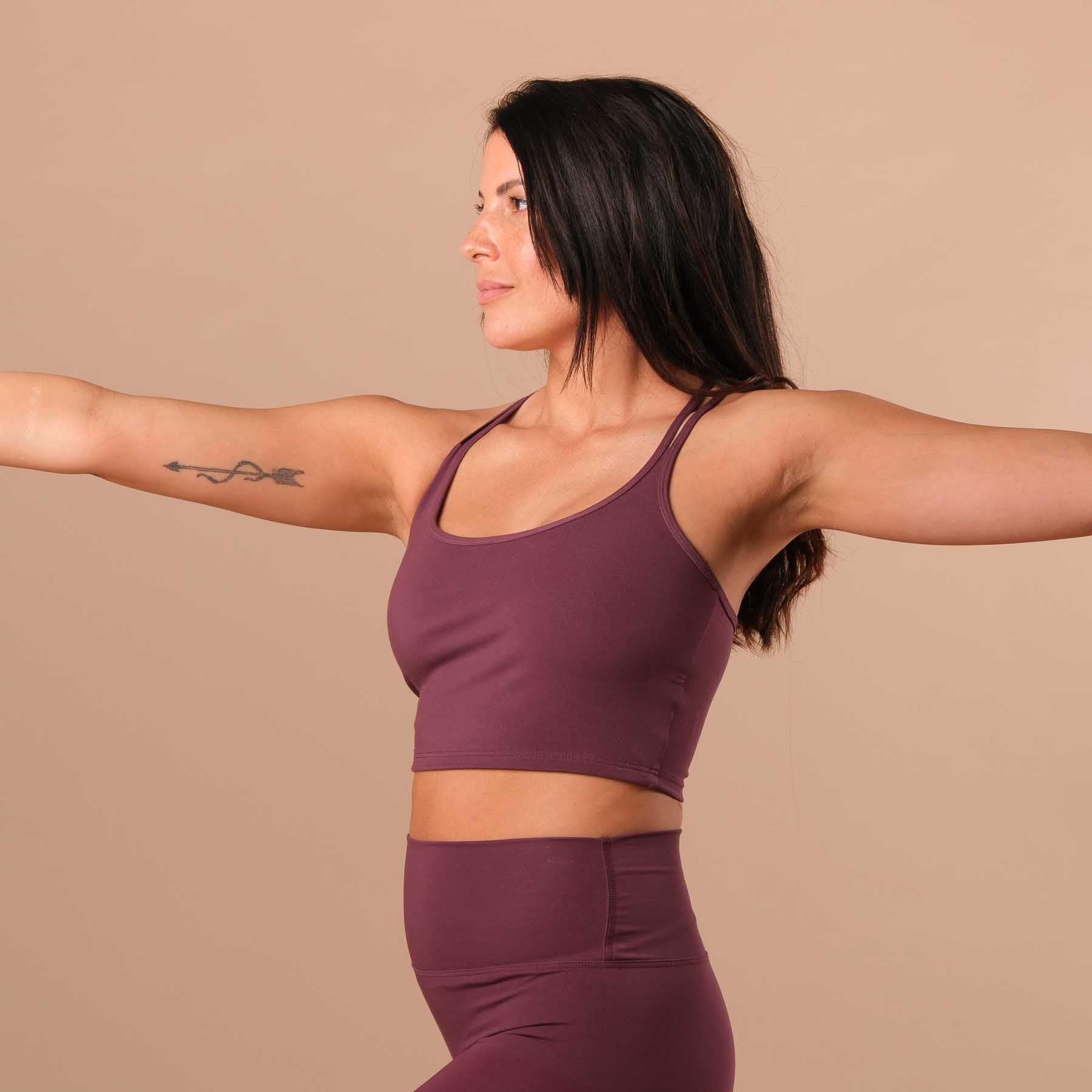 Crop top Joy con spalline incrociate berry