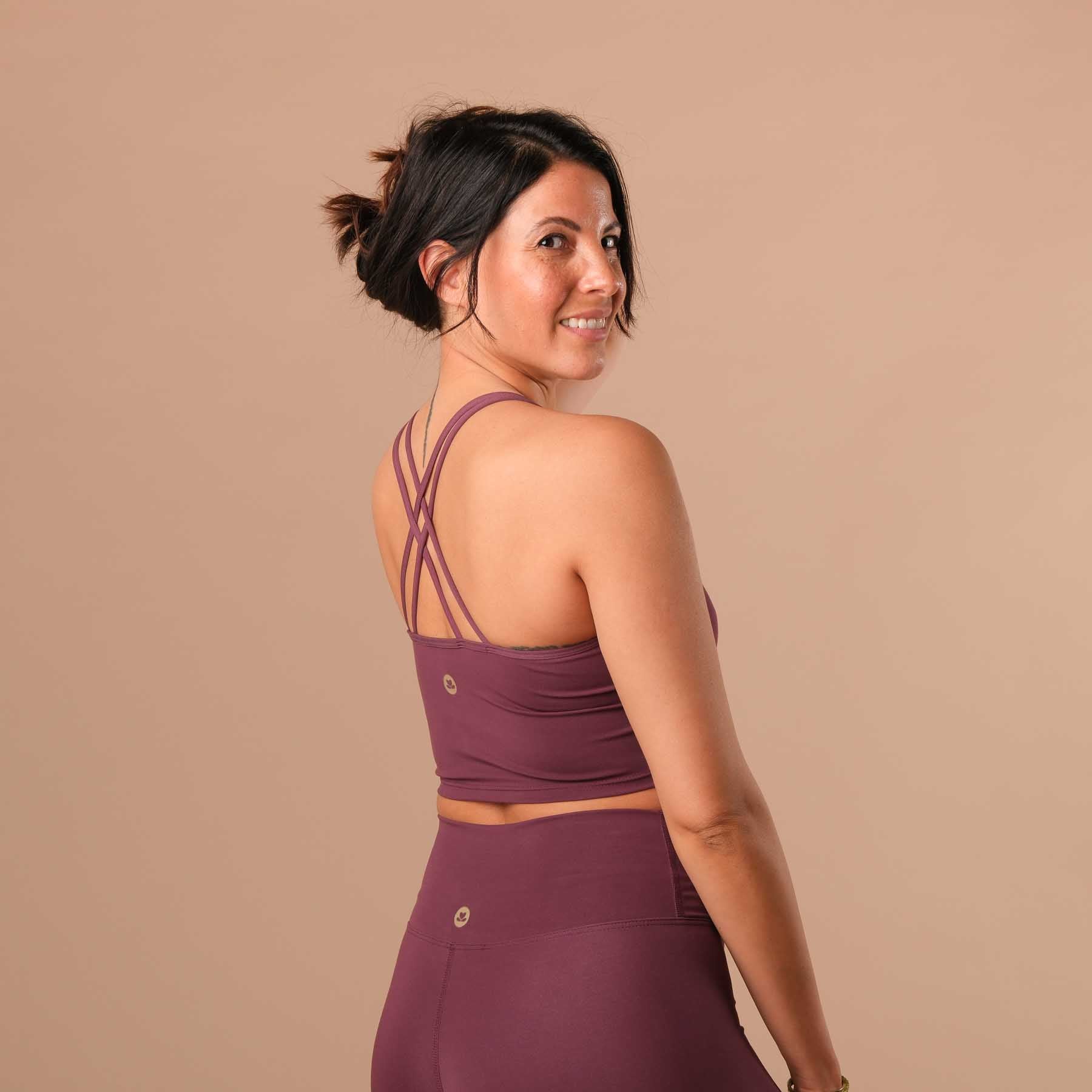 Crop top Joy con spalline incrociate berry