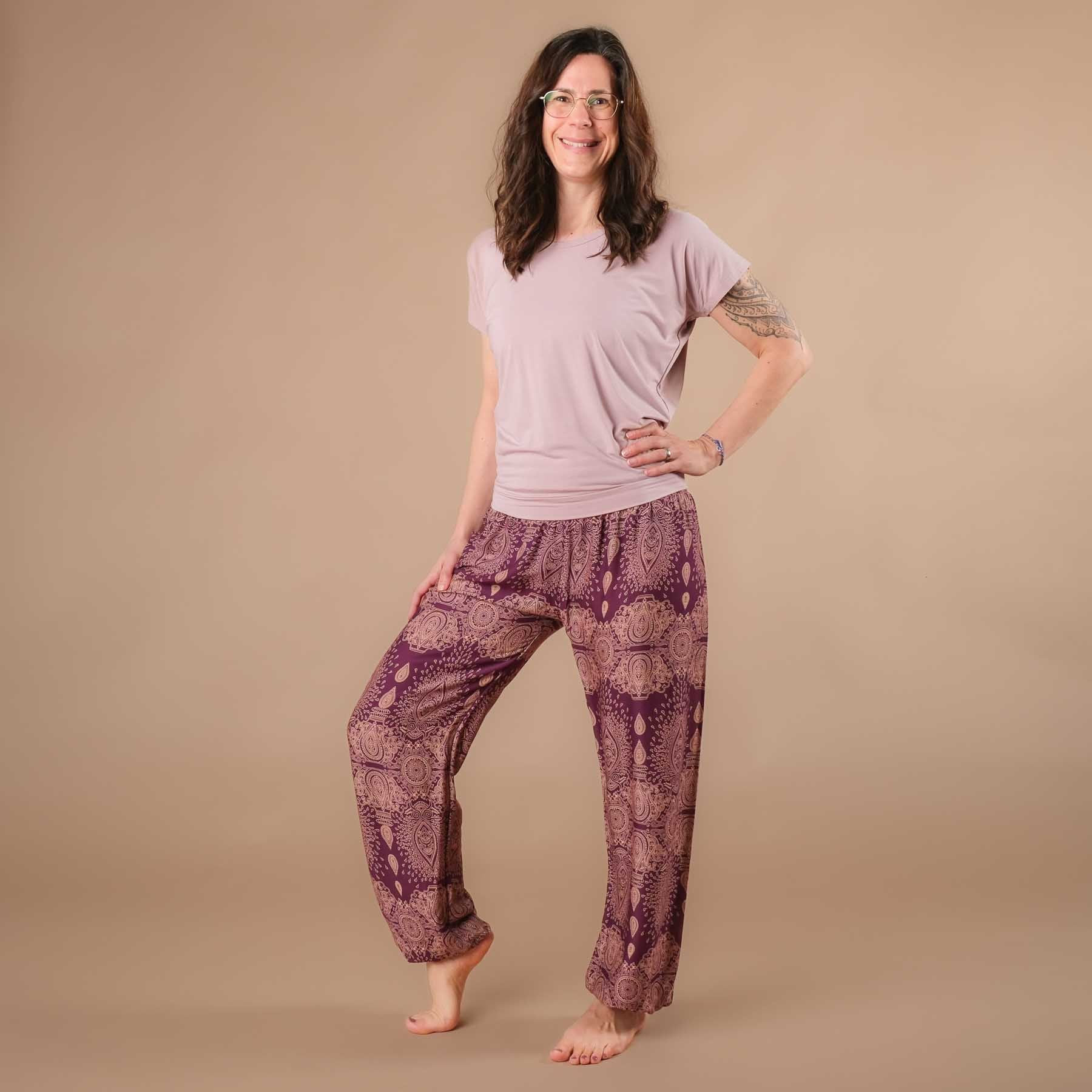 Pantaloni harem da yoga Dream plum
