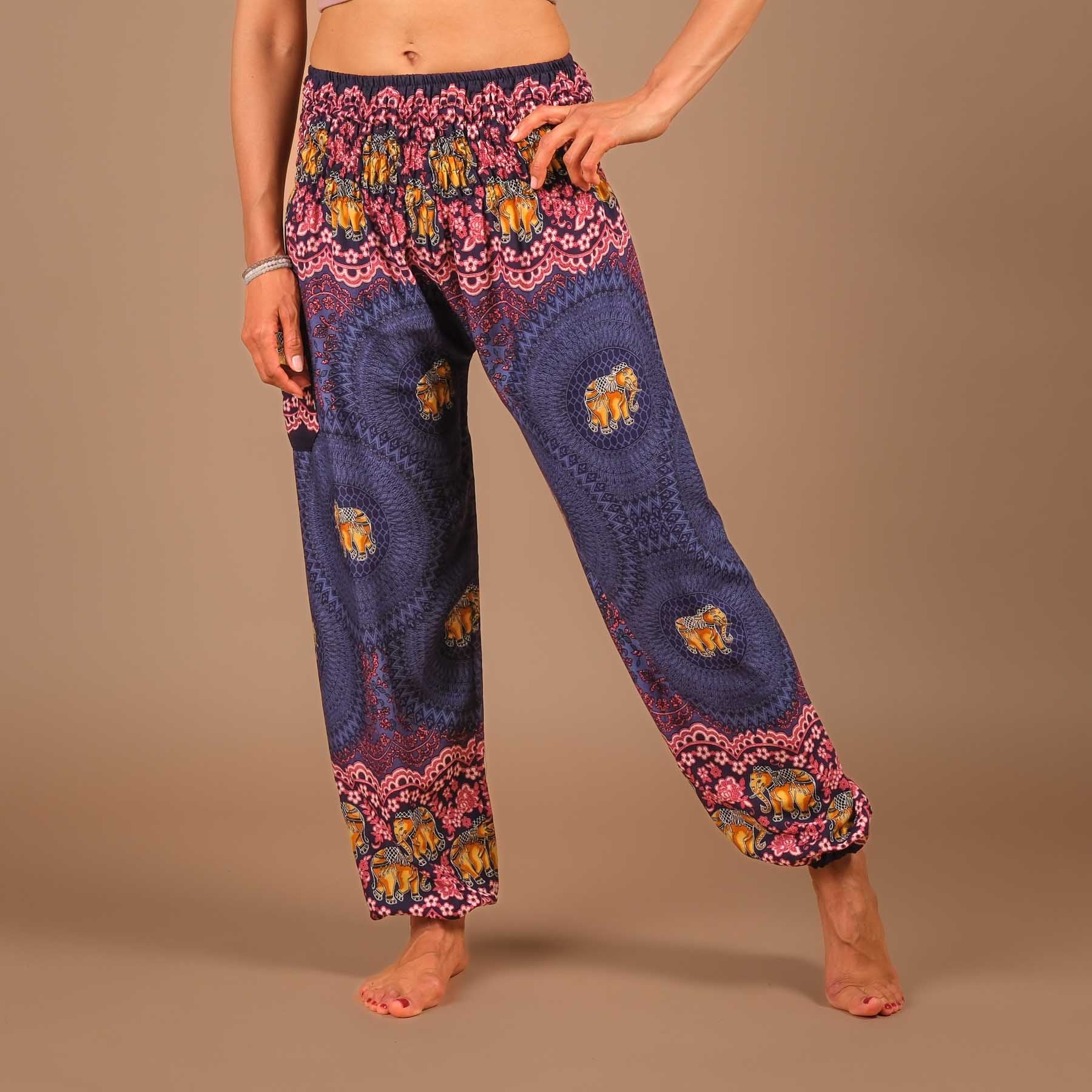 Pantaloni Yoga Harem Pantaloni Elefante Boho blu