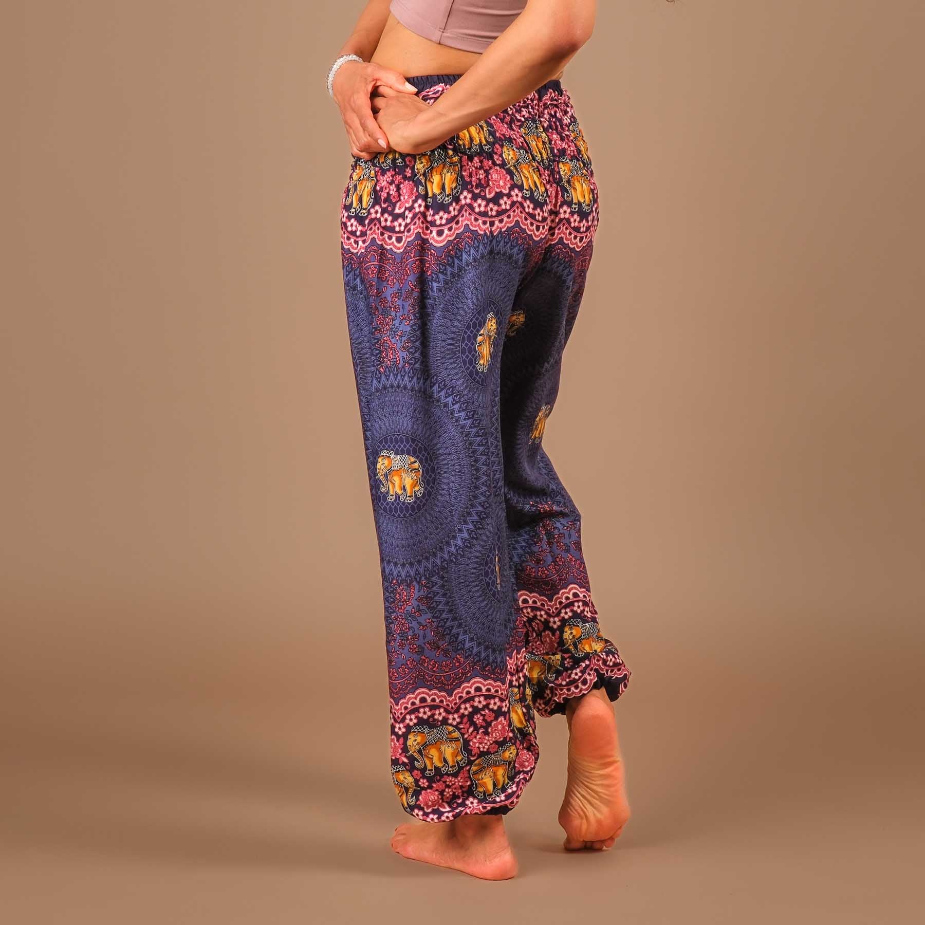 Pantaloni Yoga Harem Pantaloni Elefante Boho blu