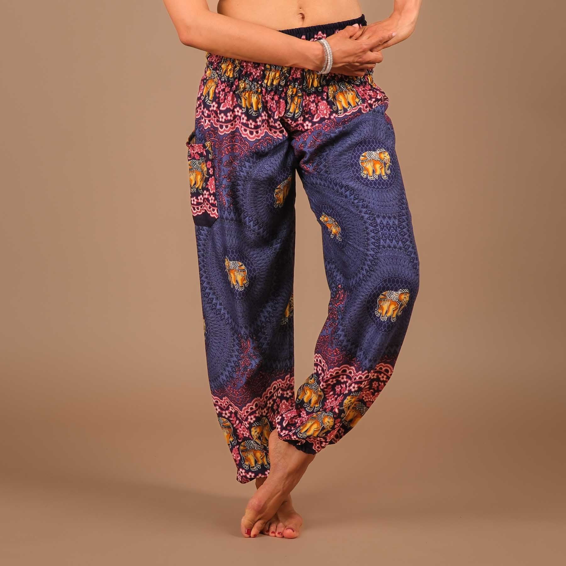 Pantaloni Yoga Harem Pantaloni Elefante Boho blu