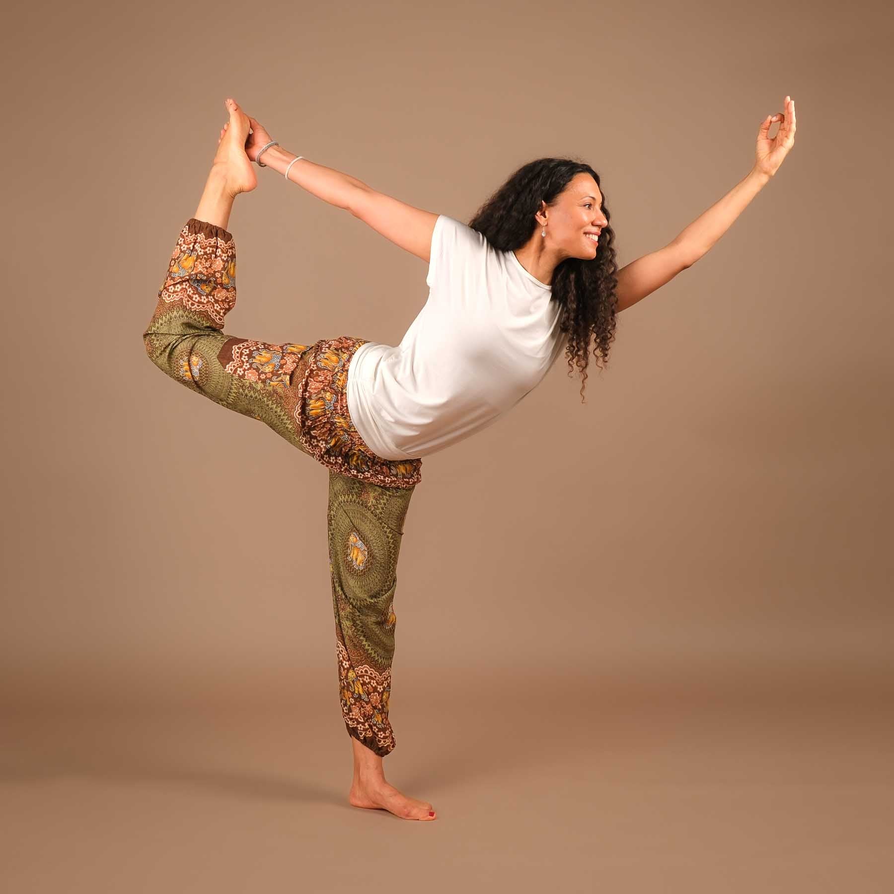 Yoga Harem Pantaloni Elephant Boho Pantaloni oliva