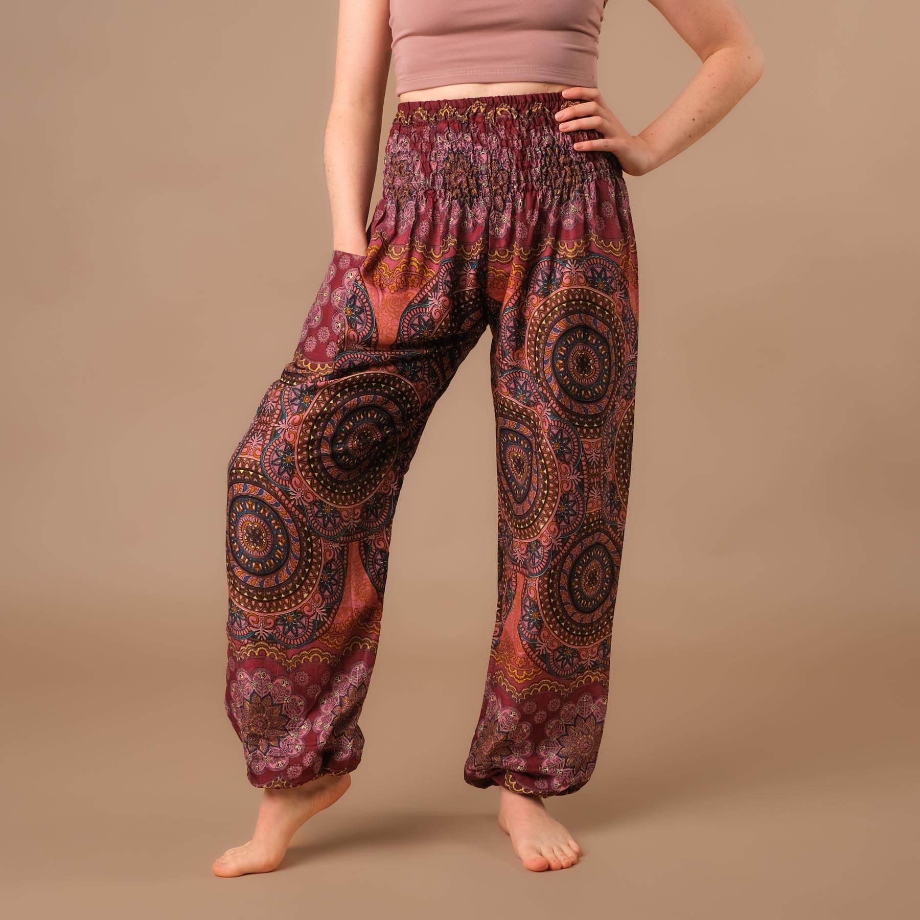 Pantaloni harem yoga Fantasy berry