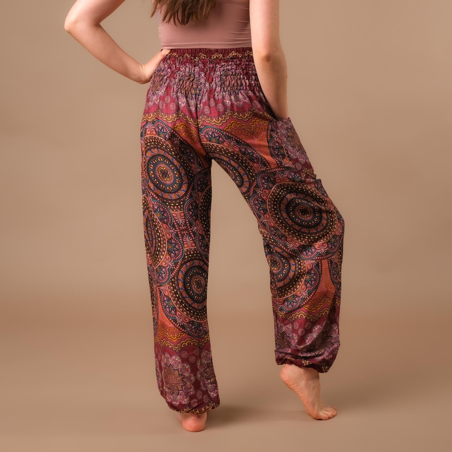 Pantaloni harem yoga Fantasy berry