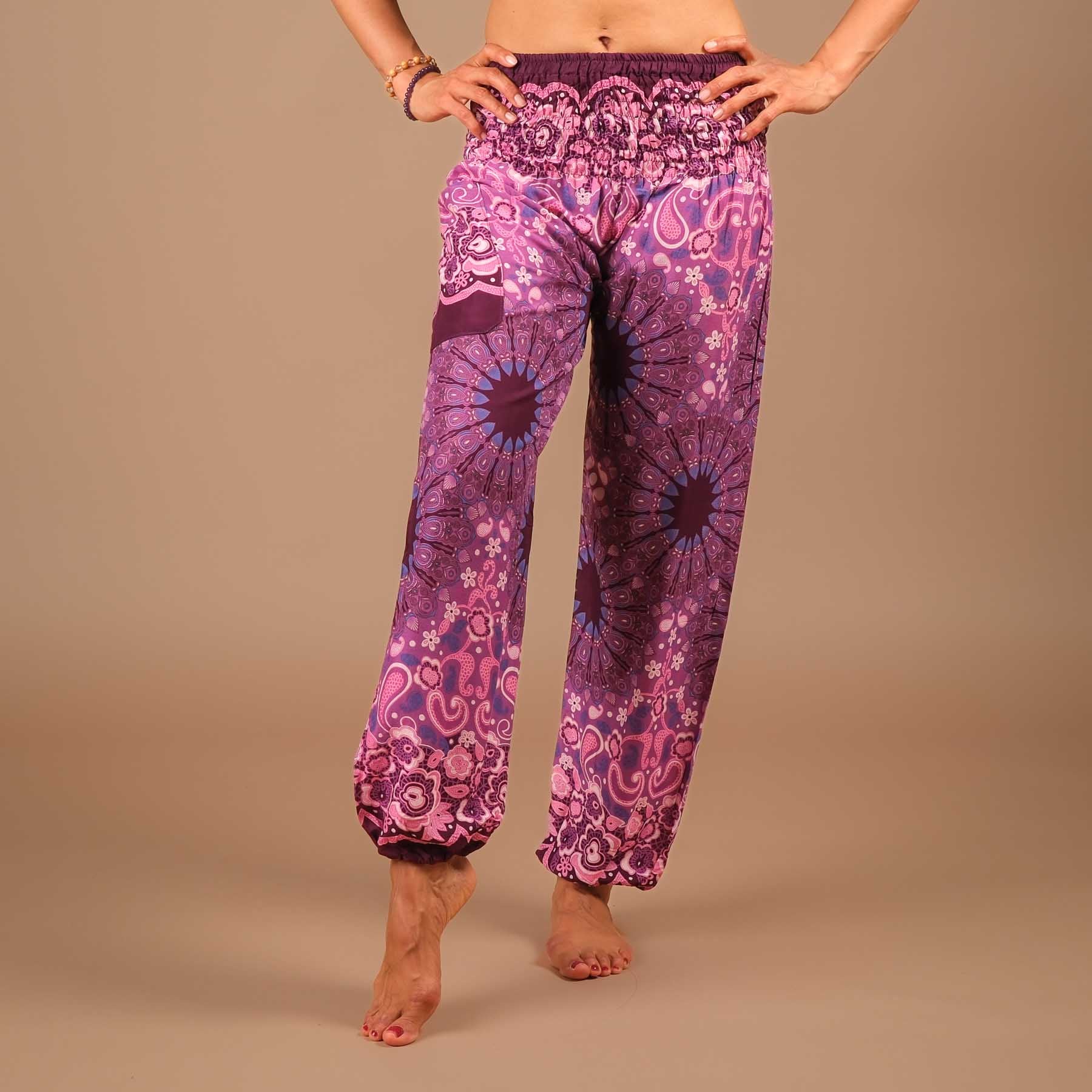 Pantaloni Harem Yoga Pantaloni Boho Pantaloni Mandala prugna