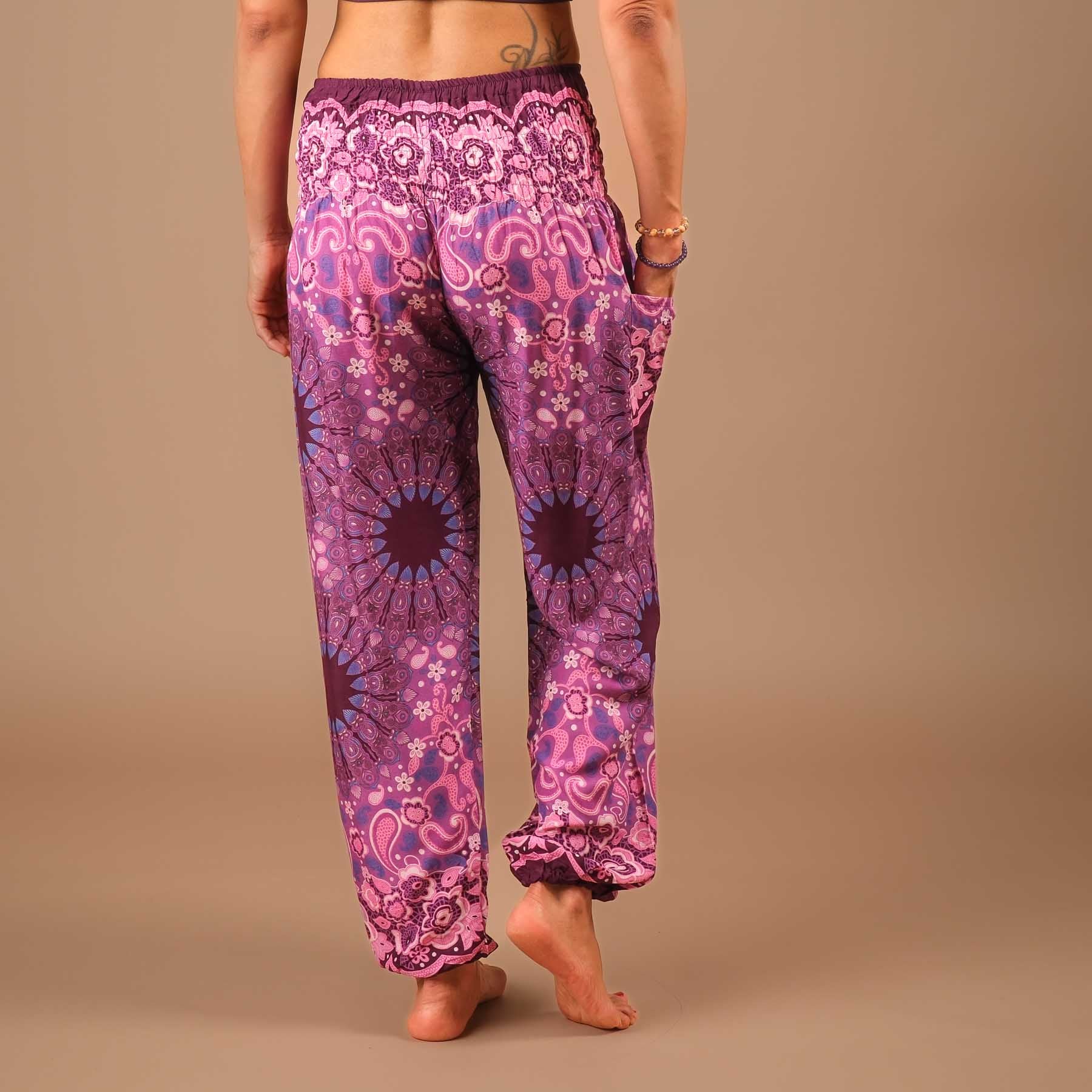 Pantaloni Harem Yoga Pantaloni Boho Pantaloni Mandala prugna