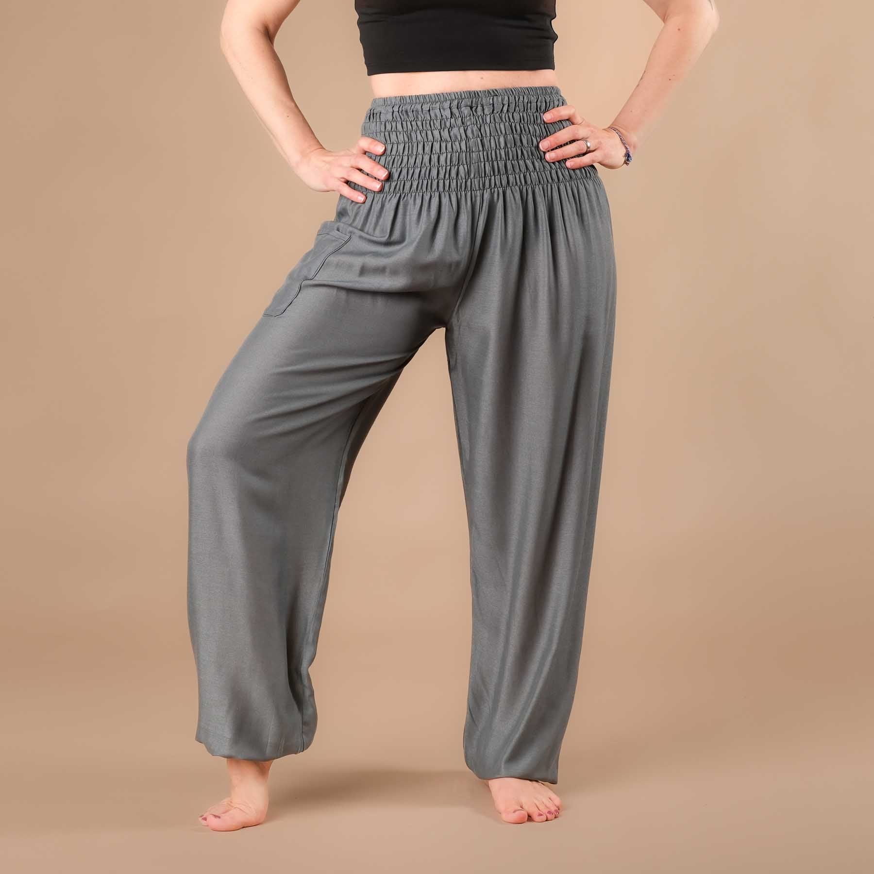 Pantaloni harem yoga uni grey