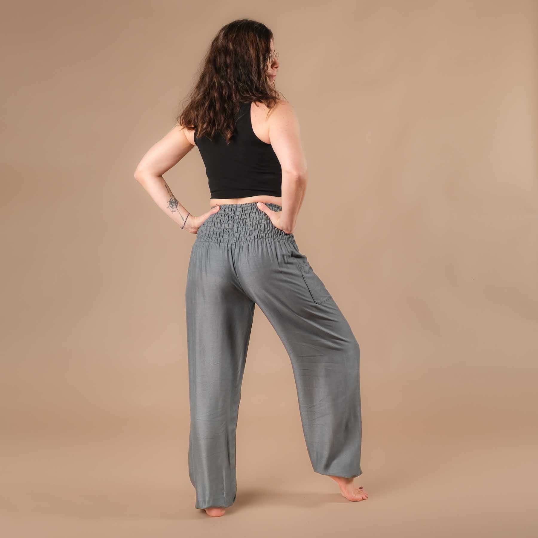 Pantaloni harem yoga uni grey