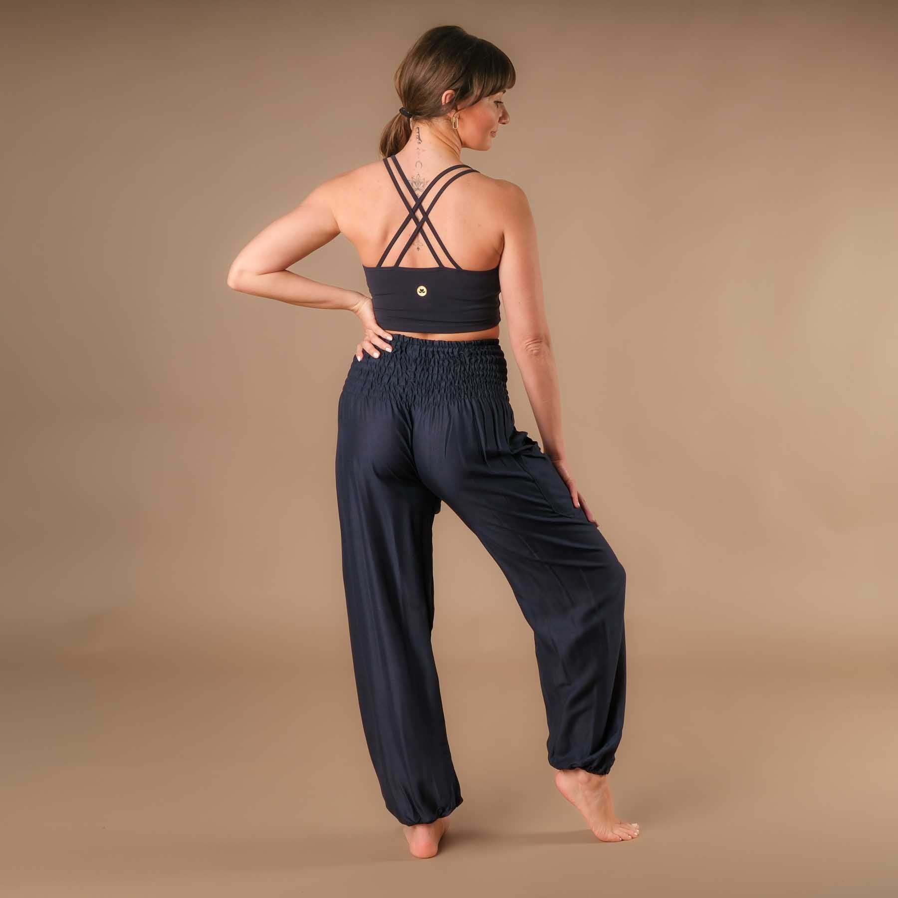 Pantaloni harem yoga uni navy