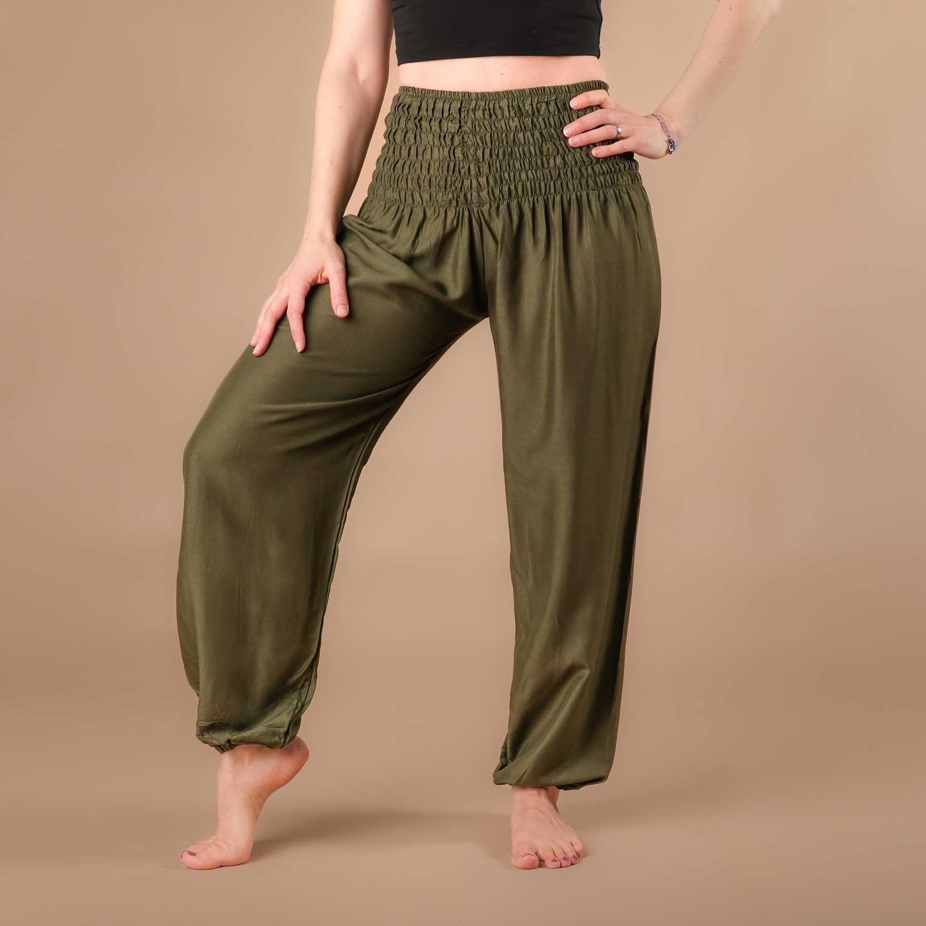Pantaloni harem yoga uni olive