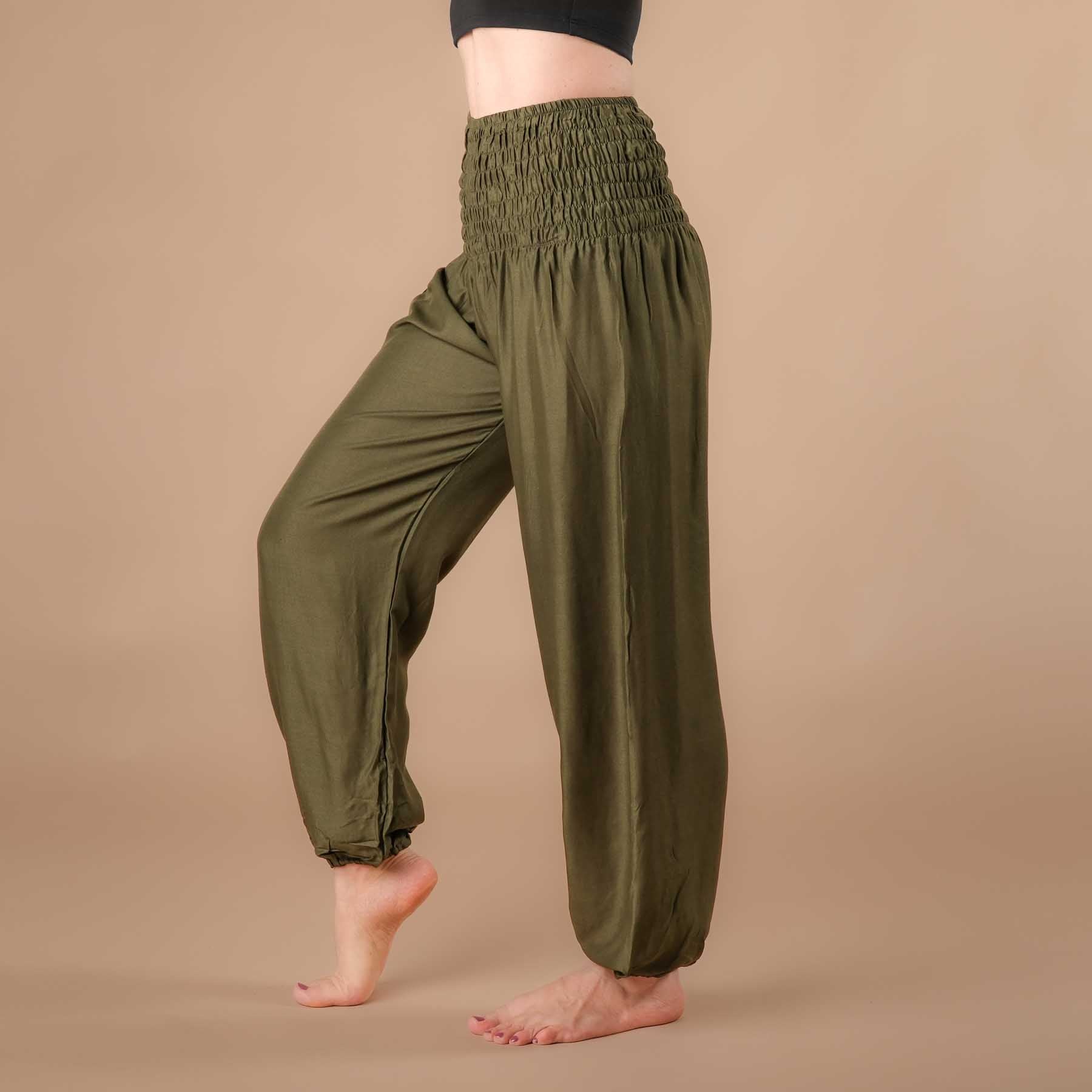 Pantaloni harem yoga uni olive