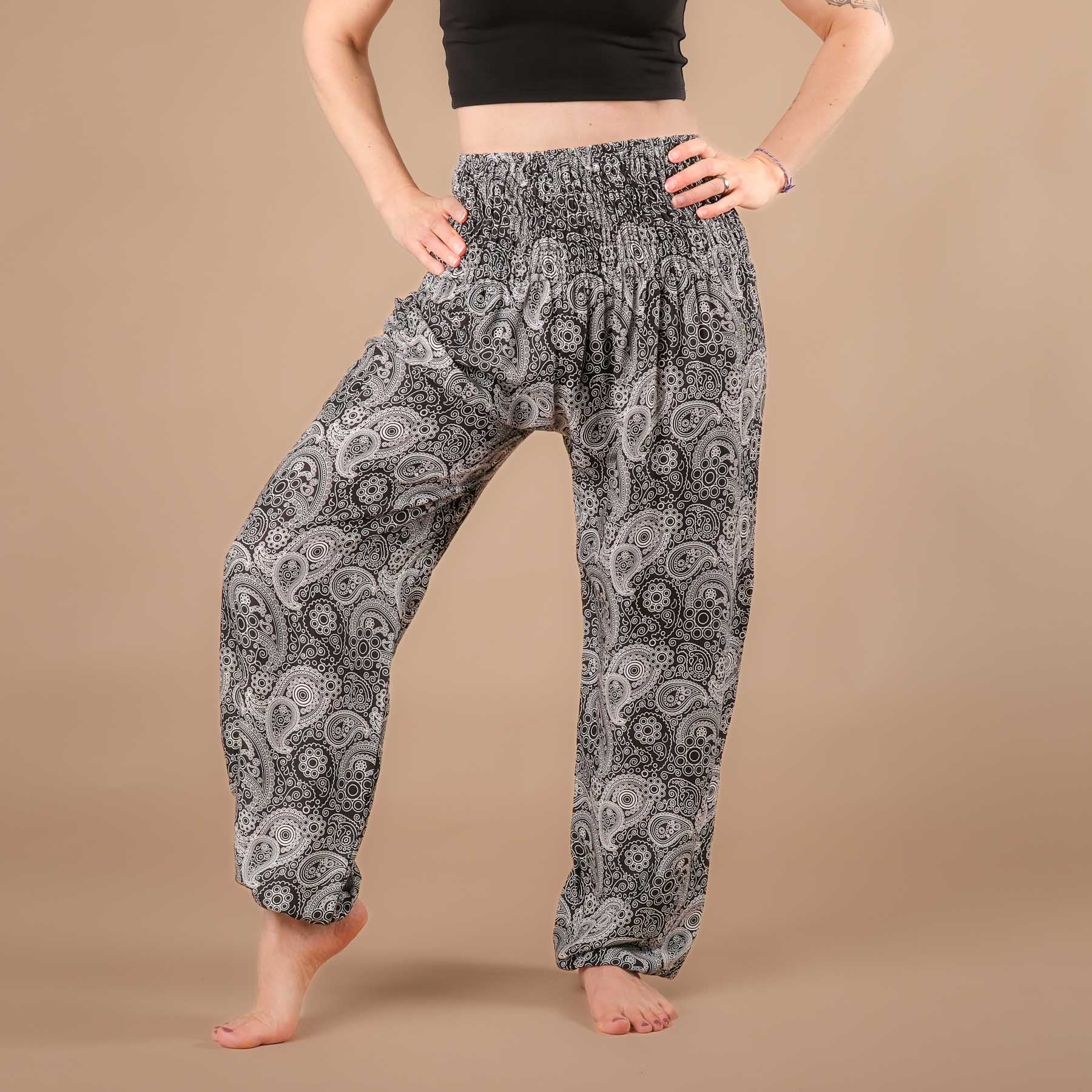 Pantaloni harem yoga YingYang nero