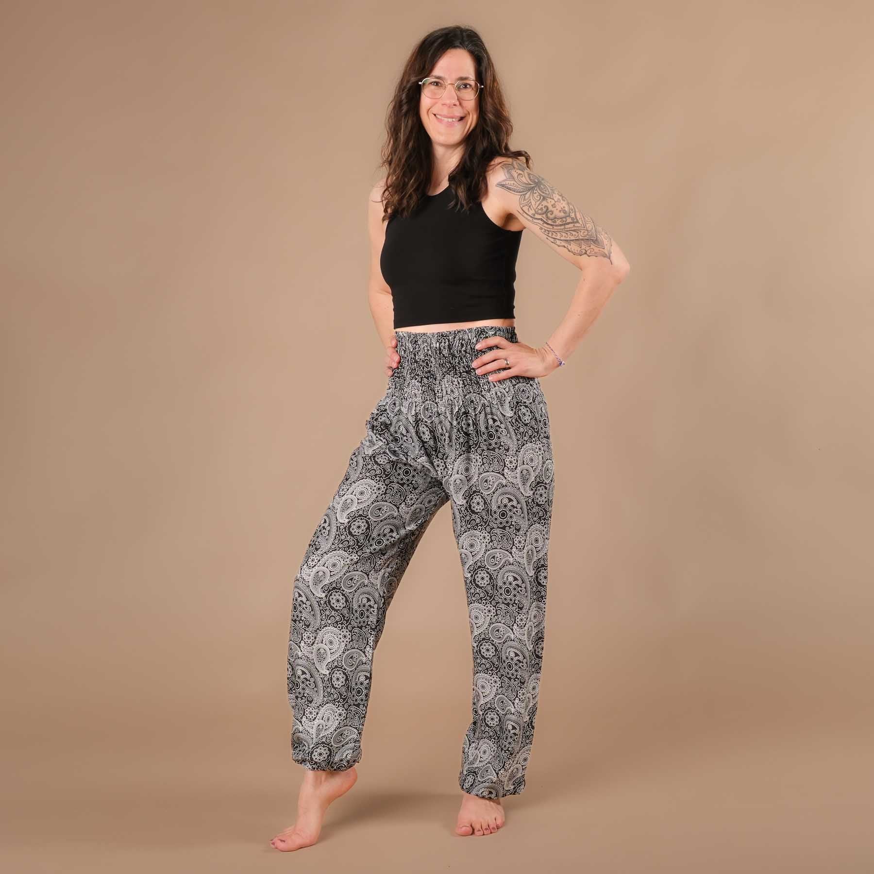 Pantaloni harem yoga YingYang nero