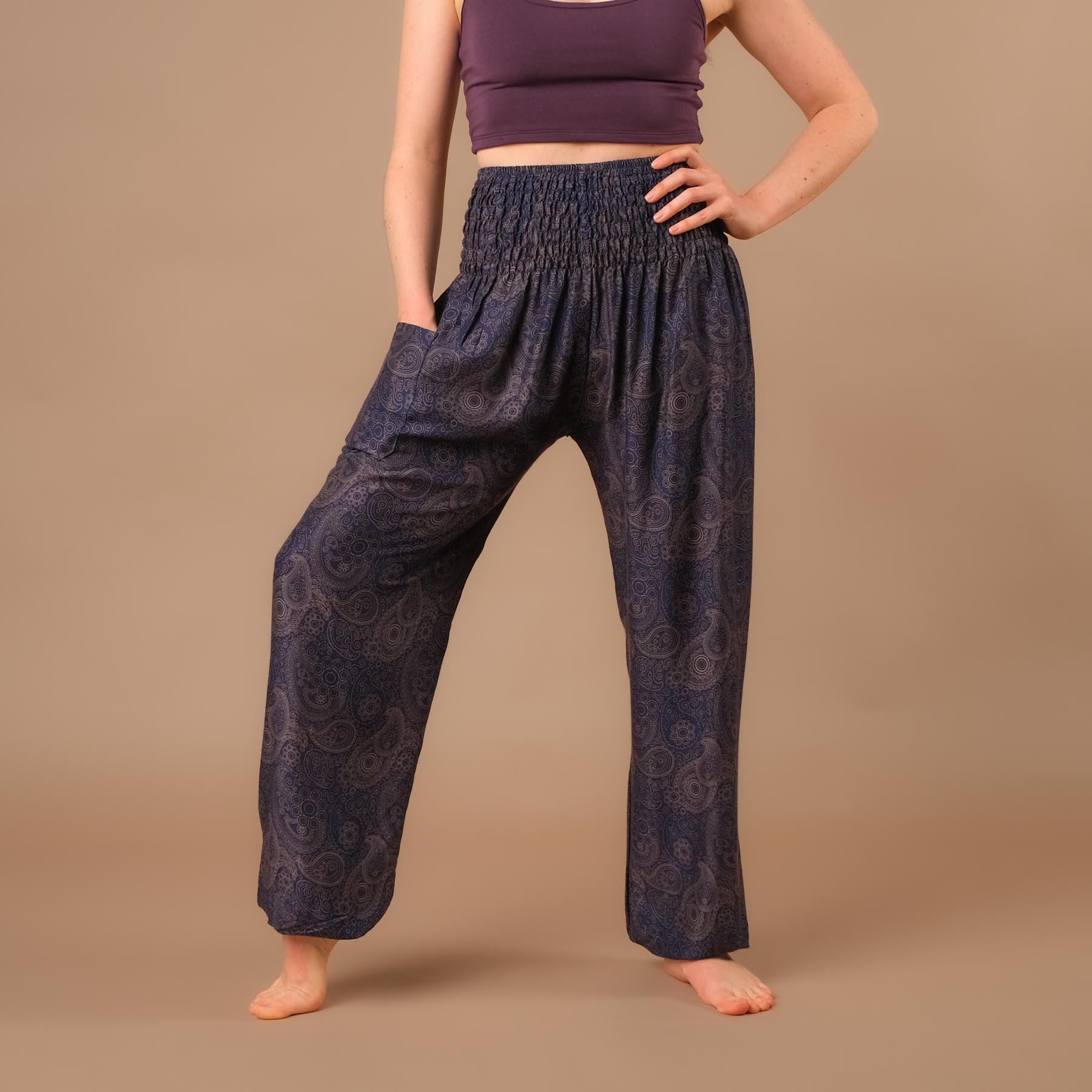 Pantaloni harem yoga YingYang indaco