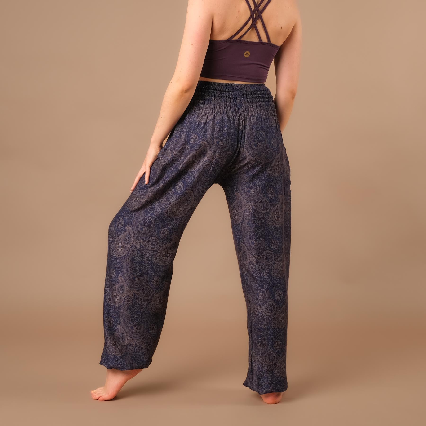 Pantaloni harem yoga YingYang indaco