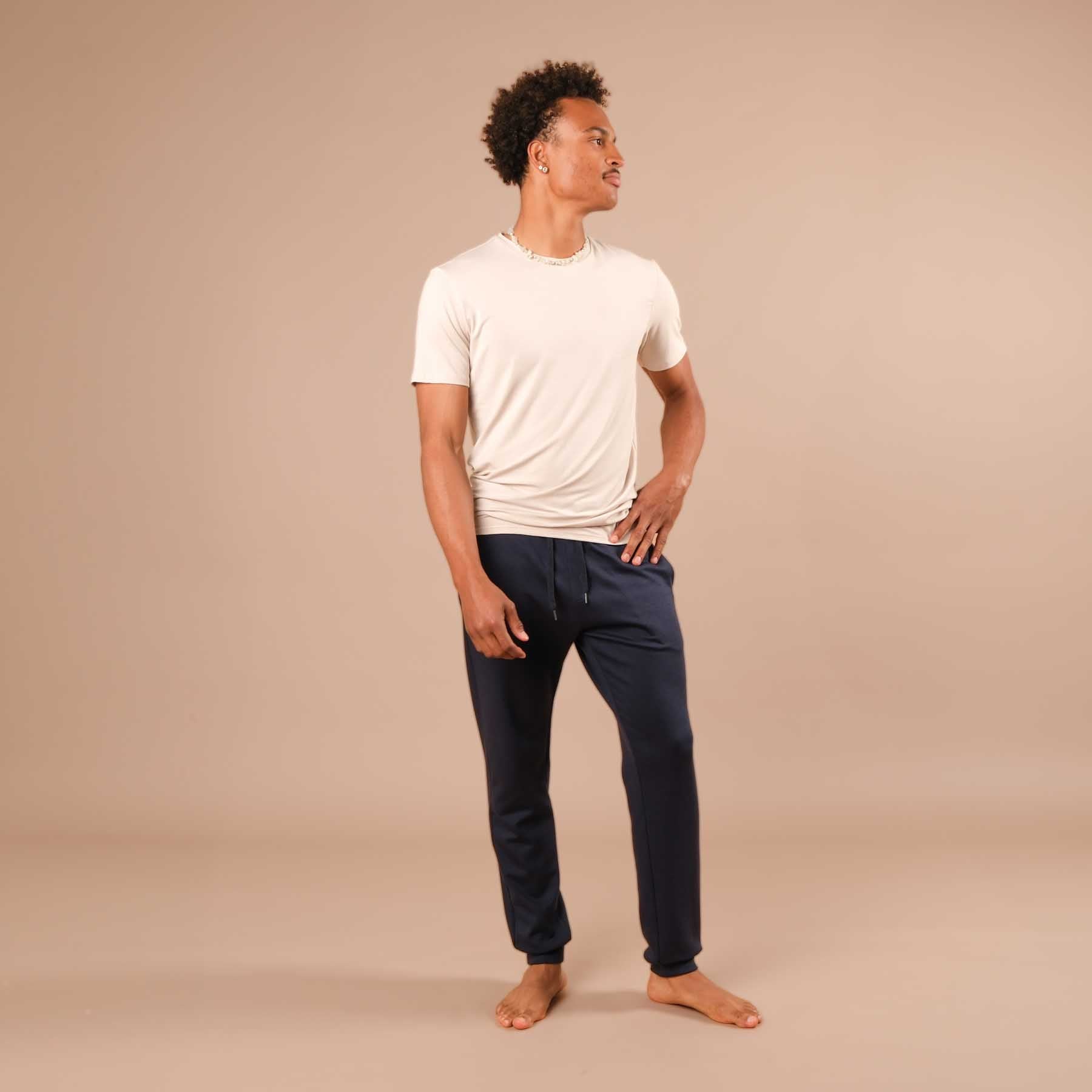 Pantaloni da jogging per lo yoga da uomo, pantaloni della tuta, navy