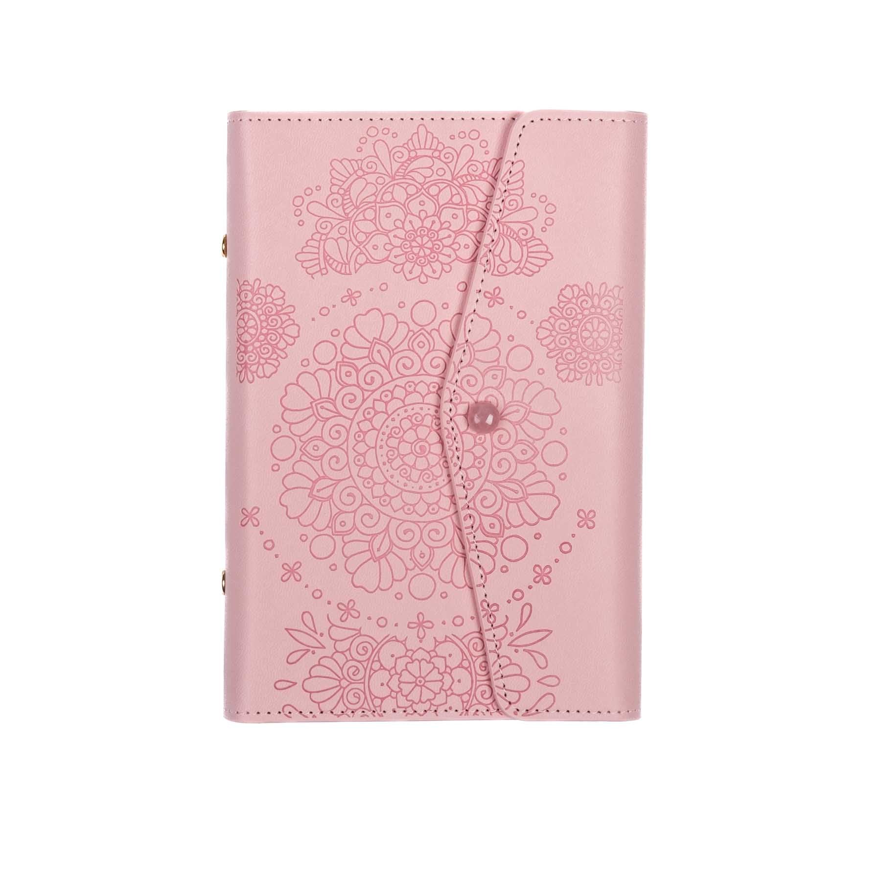 Quaderno ad anelli per lo yoga con chiusura magnetica e gemma, in brossura, con disegno mandala