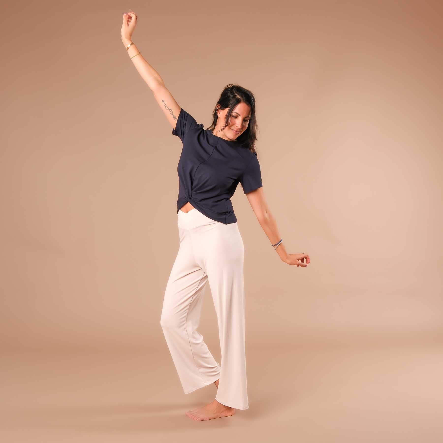 Top Twist da yoga Classy a maniche corte navy