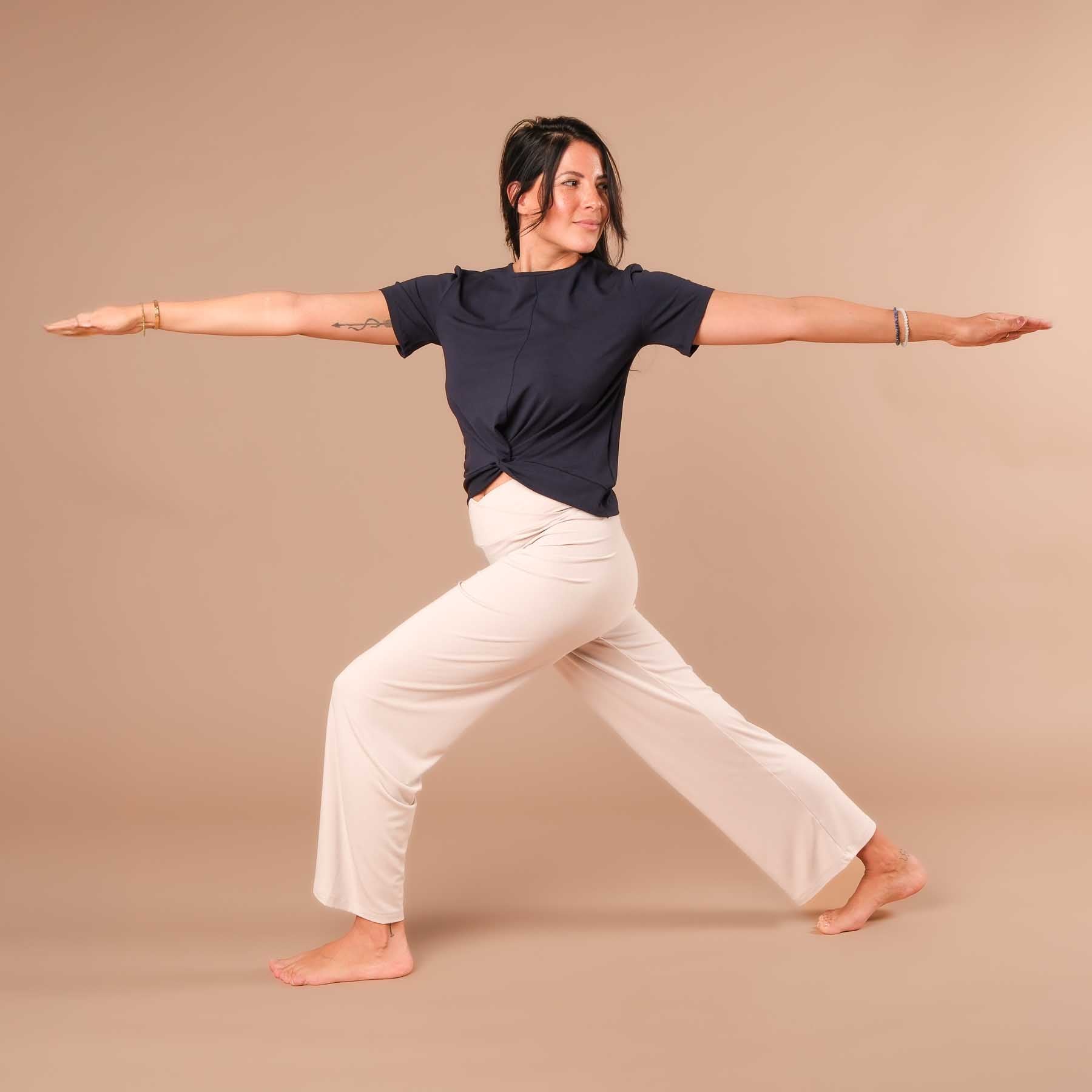 Top Twist da yoga Classy a maniche corte navy