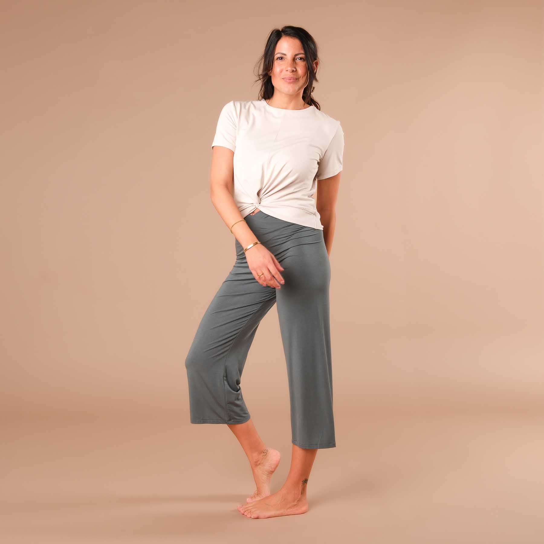 Top Twist Classy per lo yoga Sabbia a manica corta