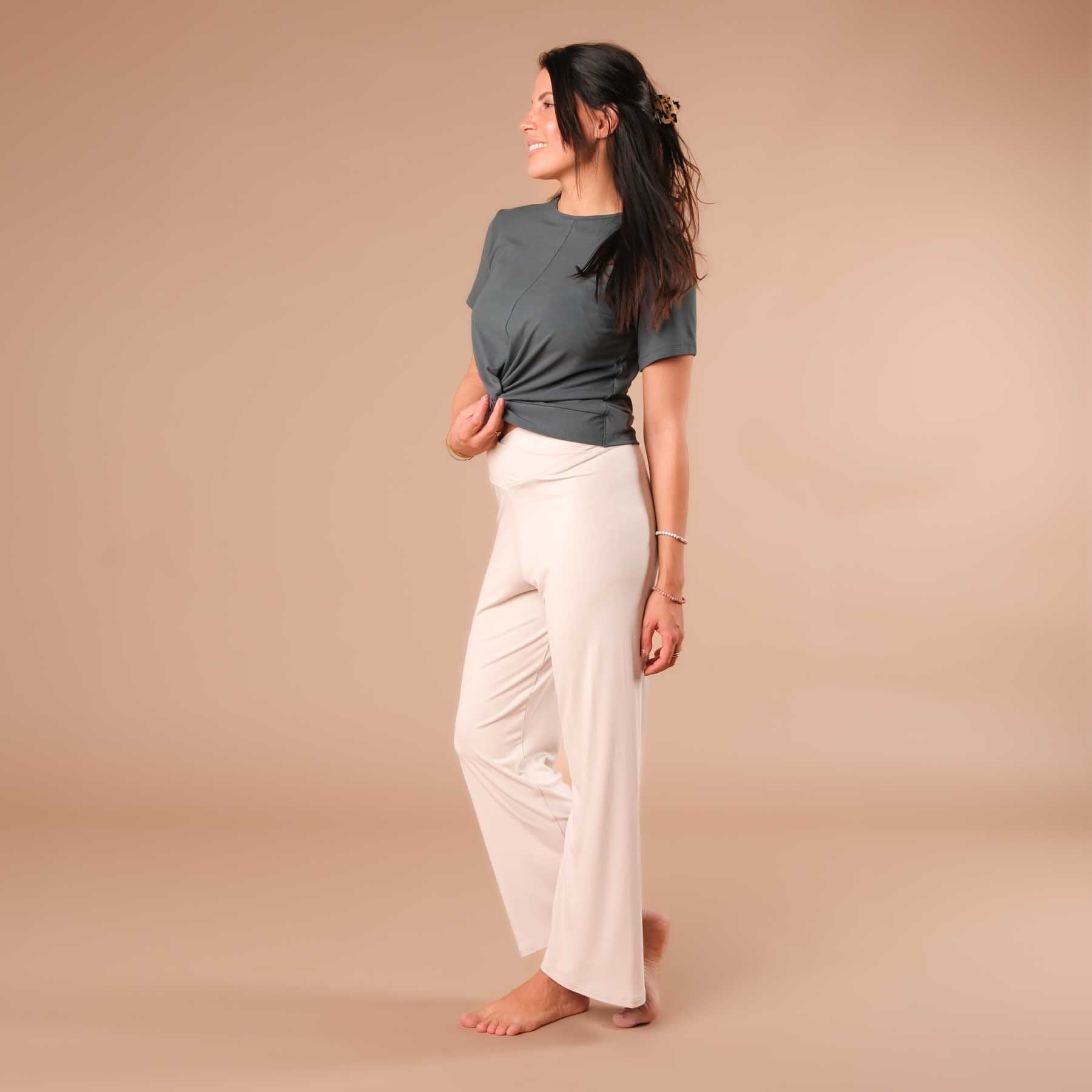 Top Twist da yoga Classy a manica corta color smeraldo