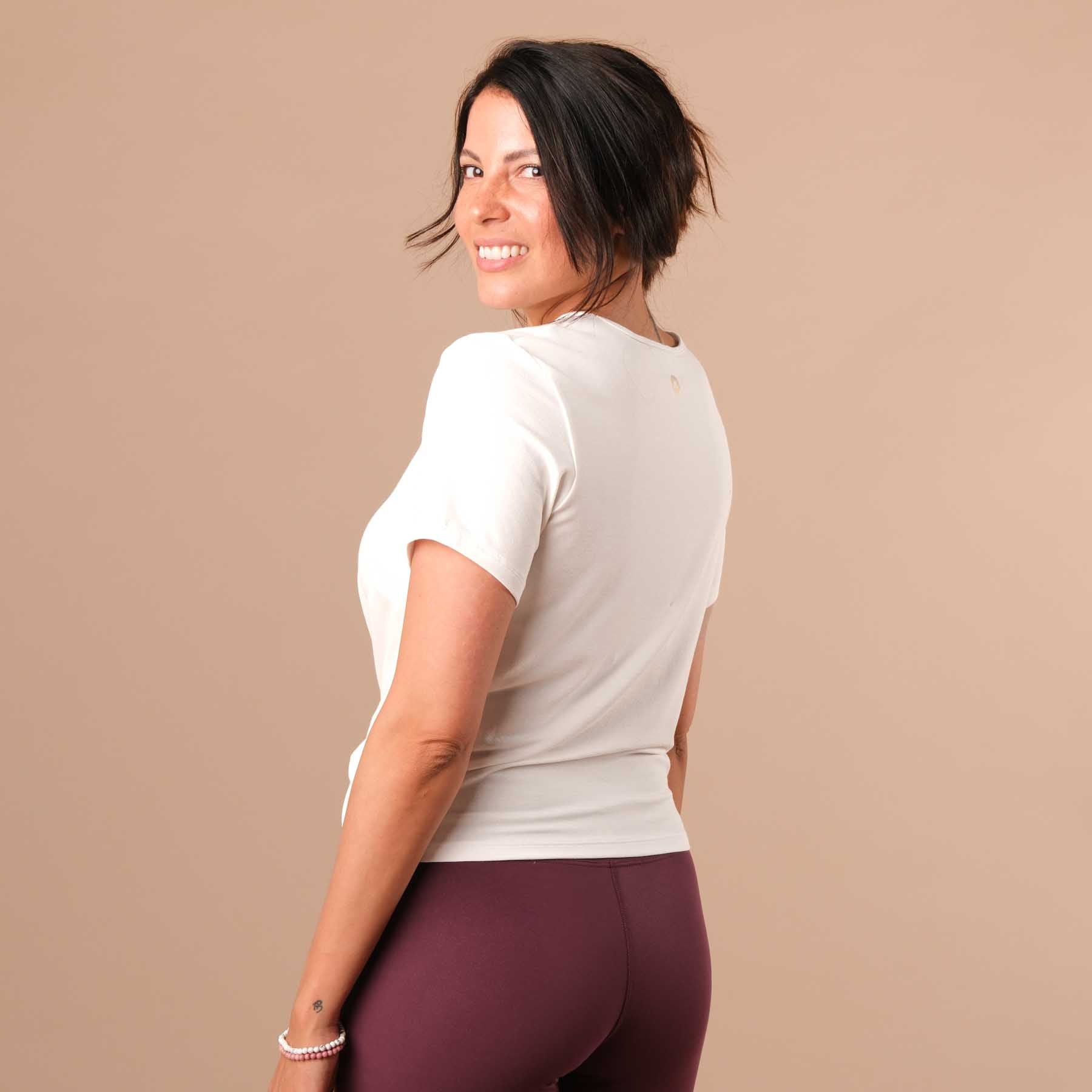 Top da yoga Classy a manica corta bianco