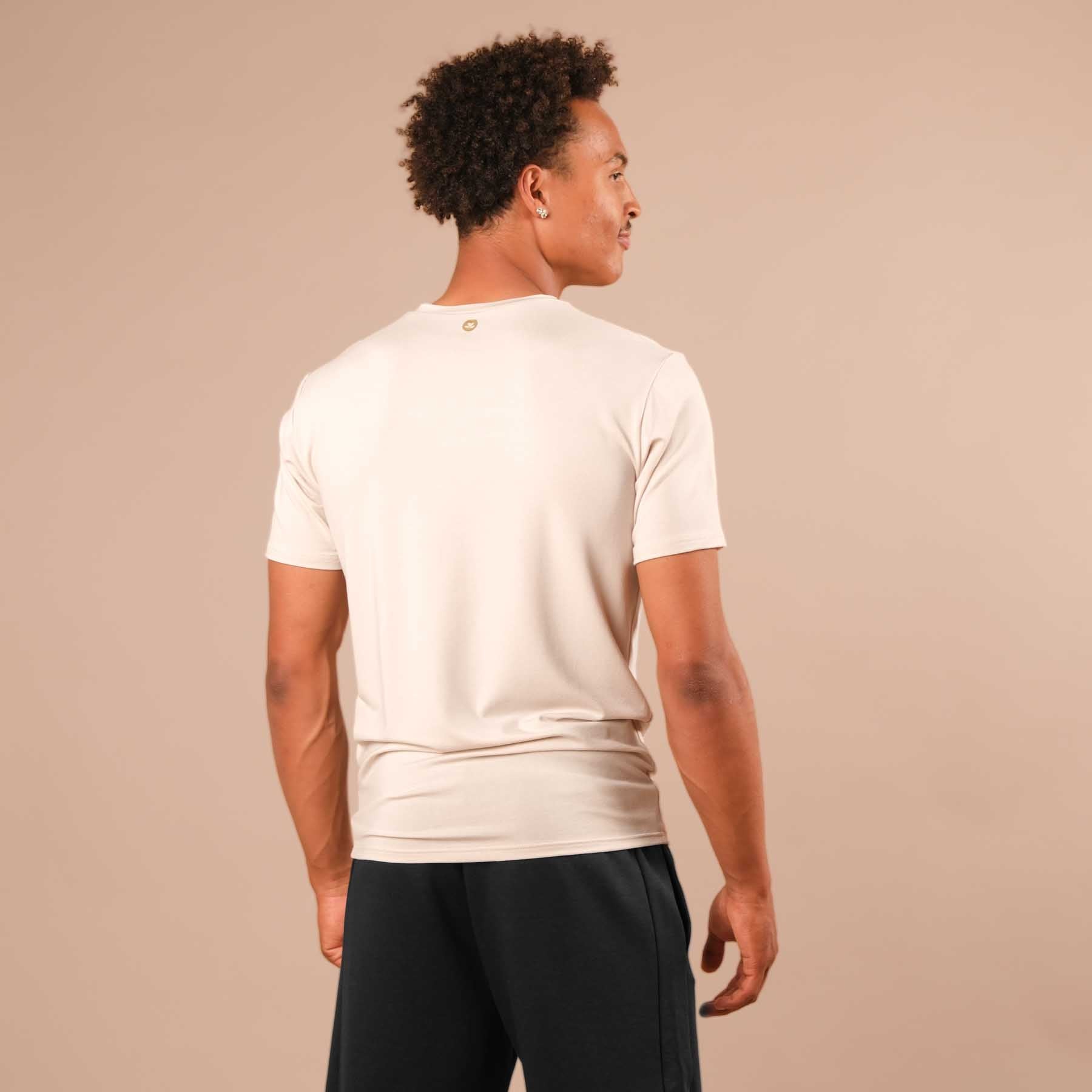 Camicia da uomo per lo yoga Camicia di classe a manica corta sabbia