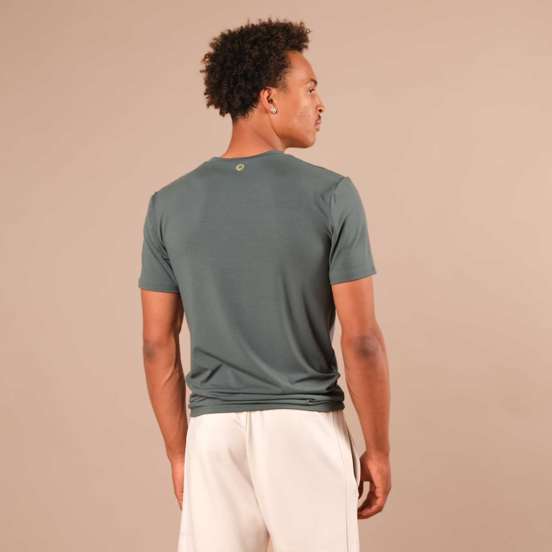 Camicia yoga uomo Classy manica corta smeraldo