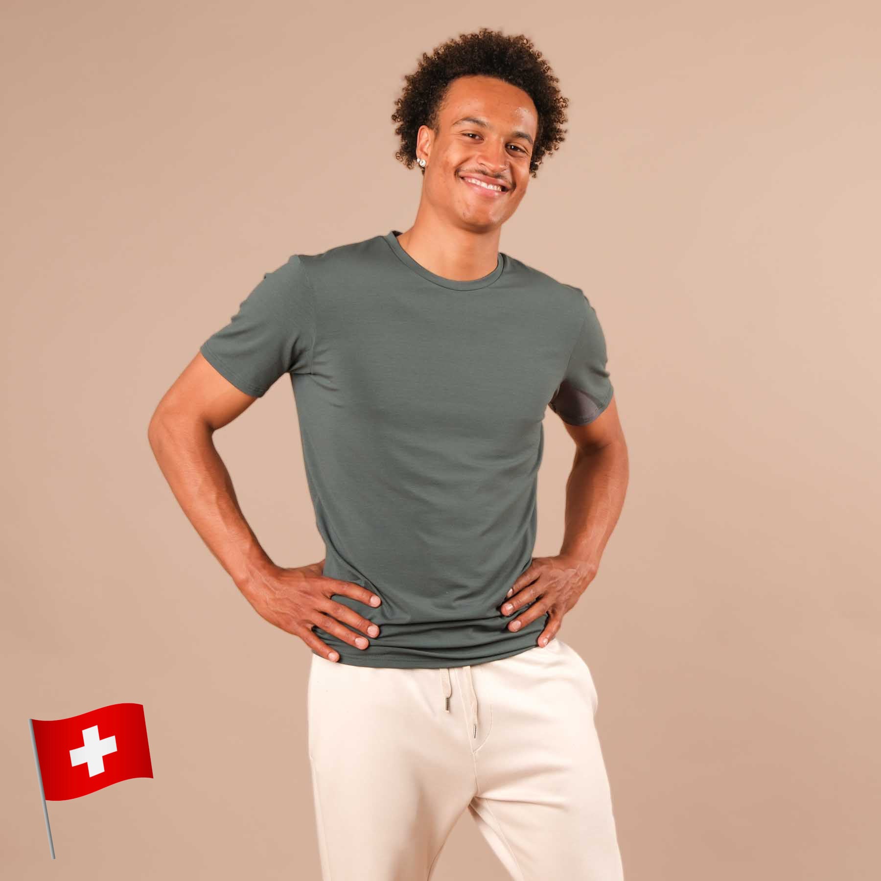 Camicia yoga uomo Classy manica corta smeraldo