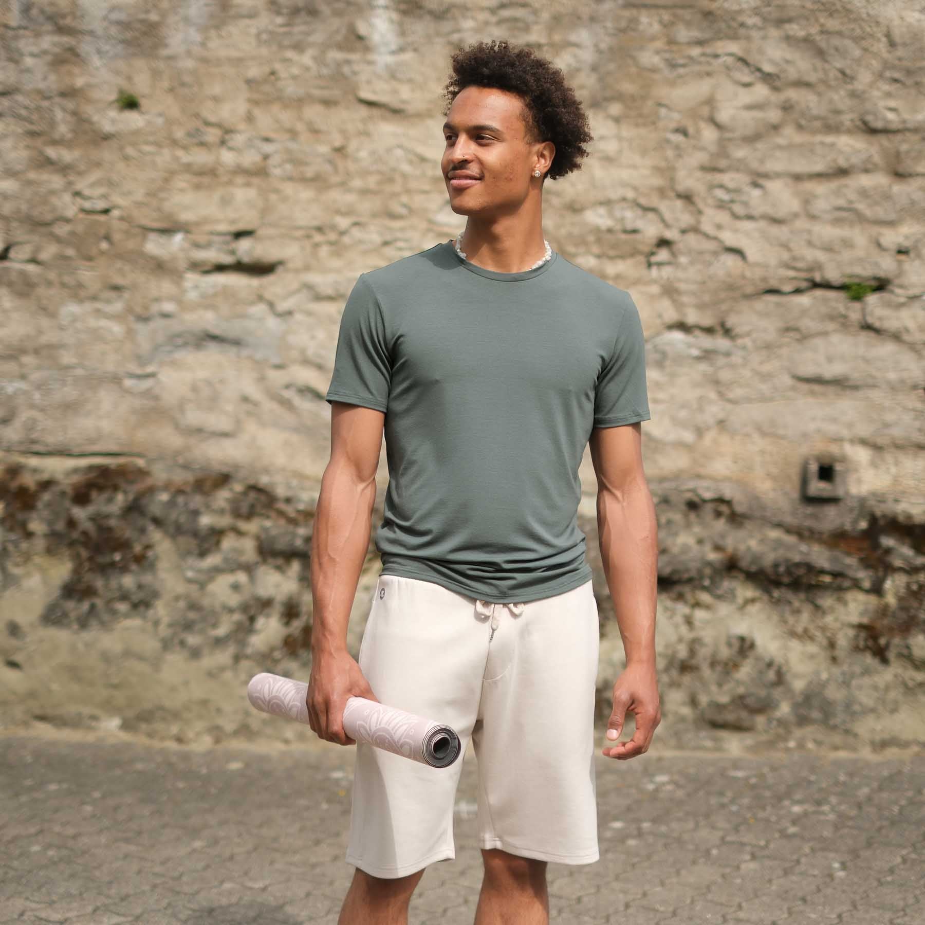 Camicia yoga uomo Classy manica corta smeraldo