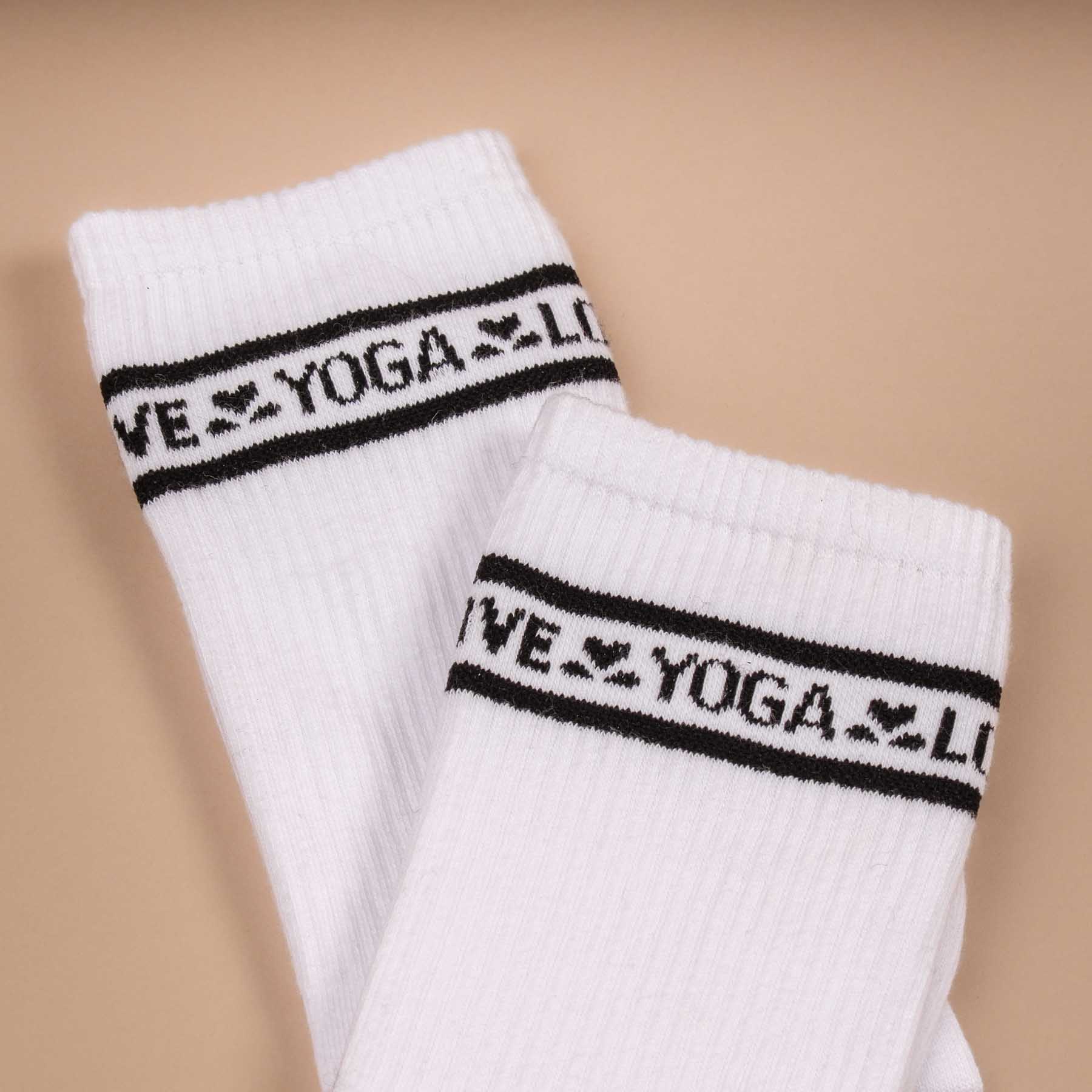 Calze antiscivolo yoga alte con motivo mandala bianco
