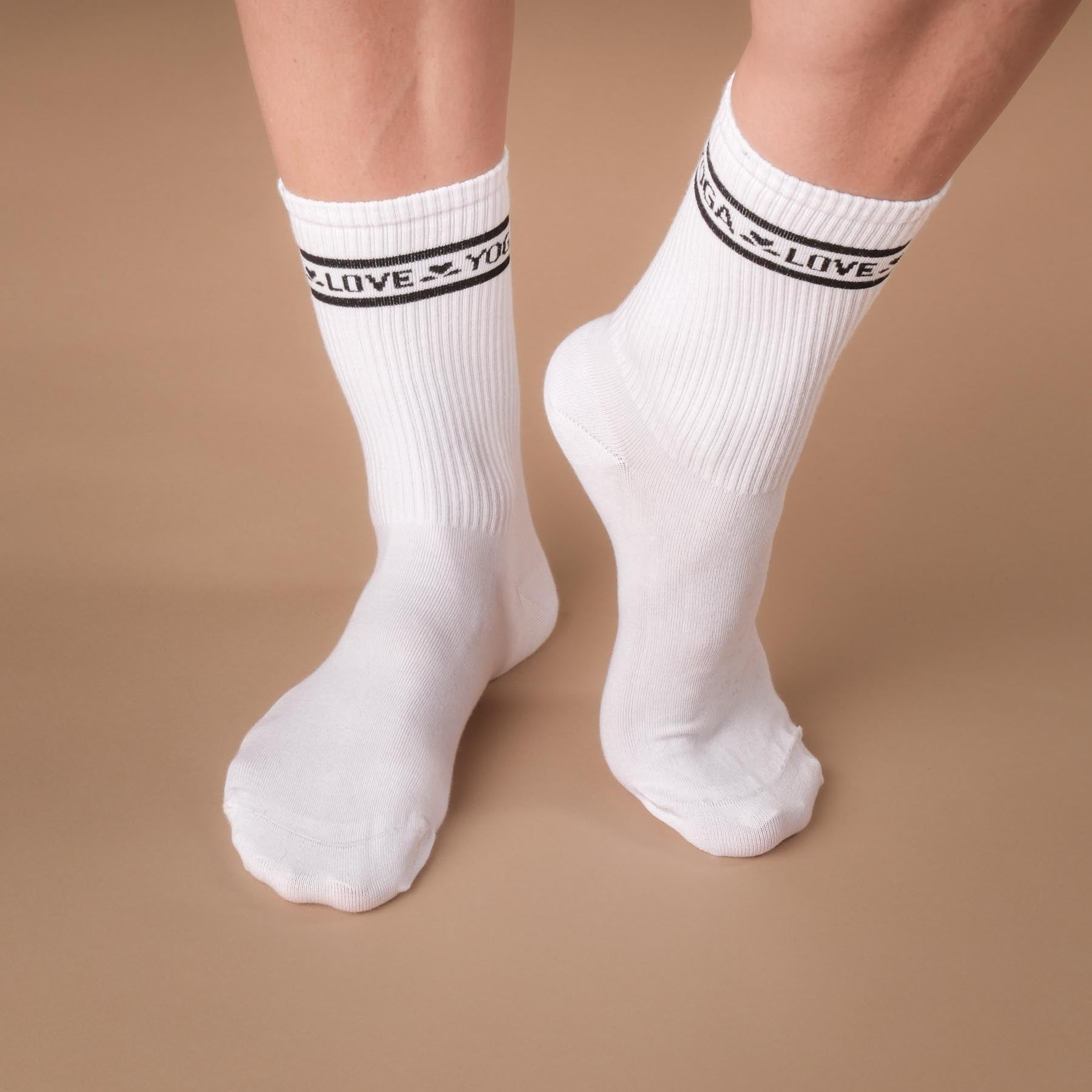 Calze antiscivolo yoga alte con motivo mandala bianco