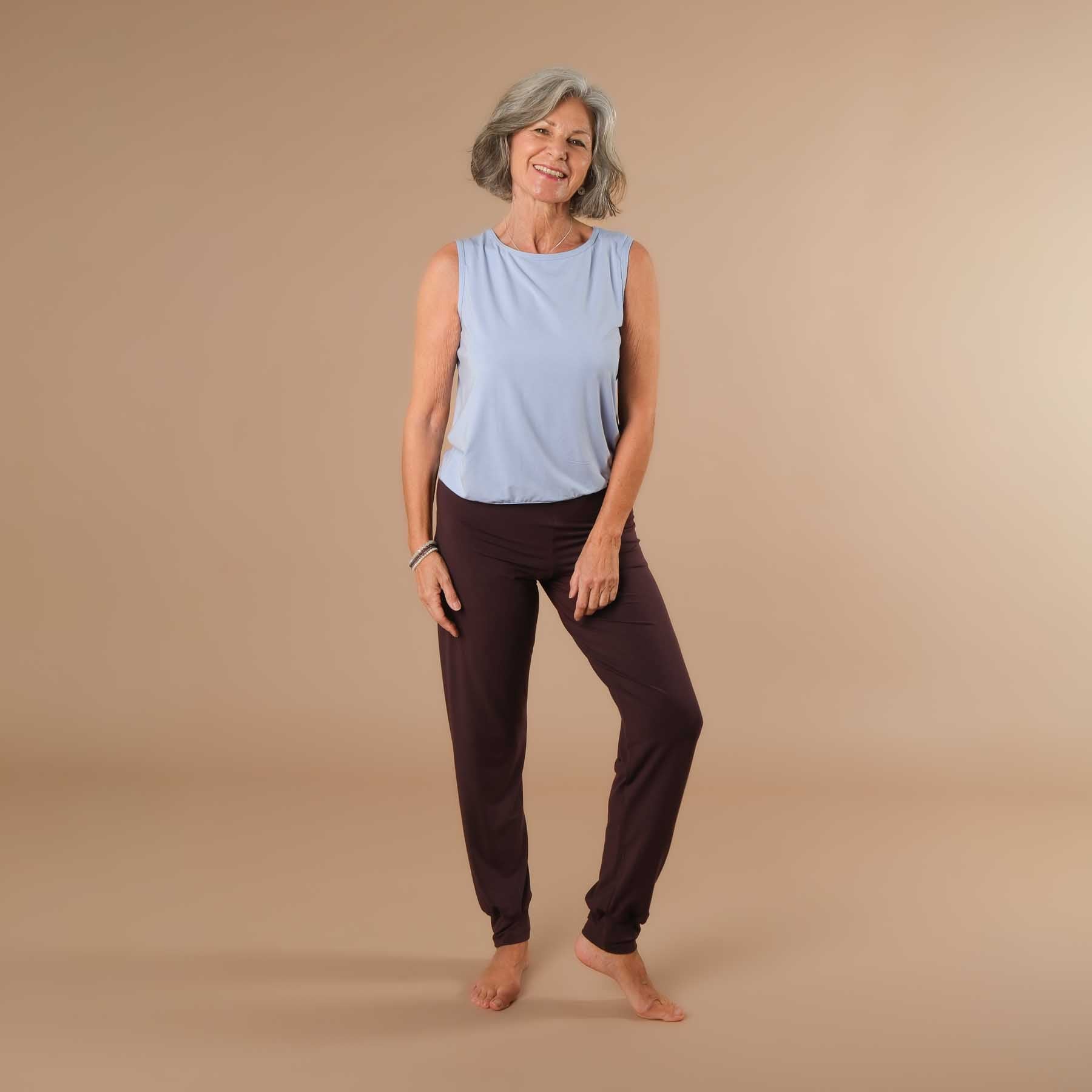 Pantaloni yoga Viki pantaloni yoga larghi color melanzana