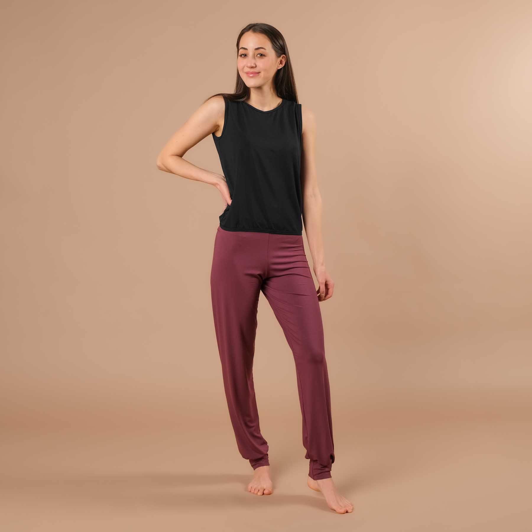 Pantaloni yoga Viki larghi Pantaloni yoga berry
