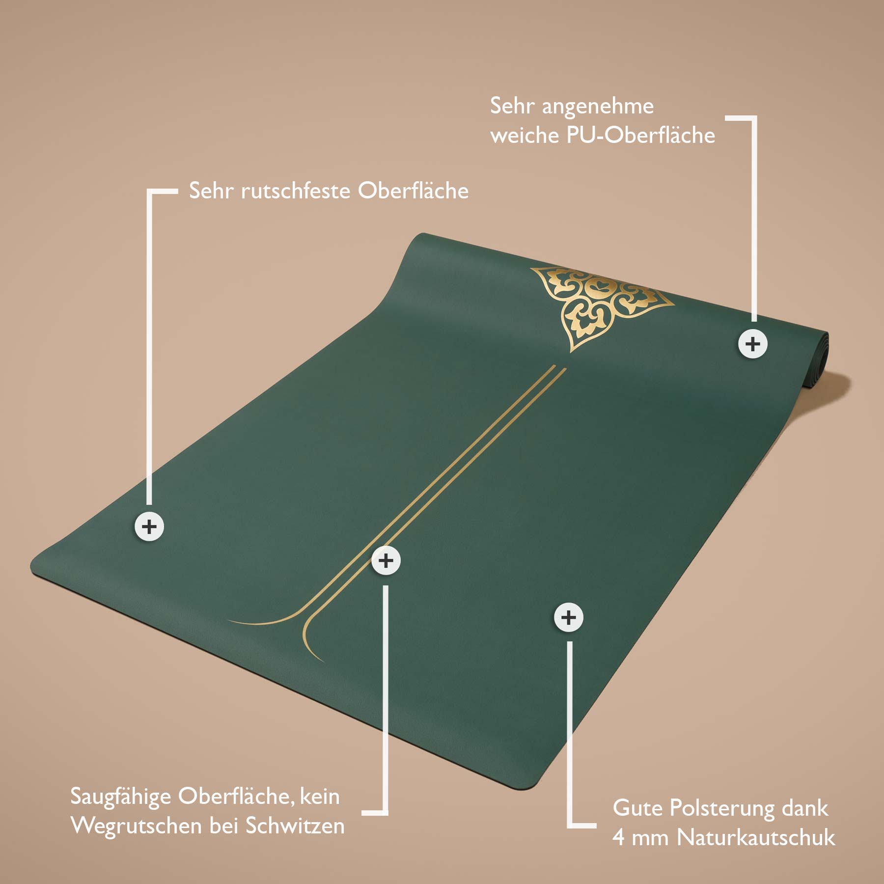 Tappetino yoga SuperGrip 2.0 Balance molto antiscivolo verde scuro
