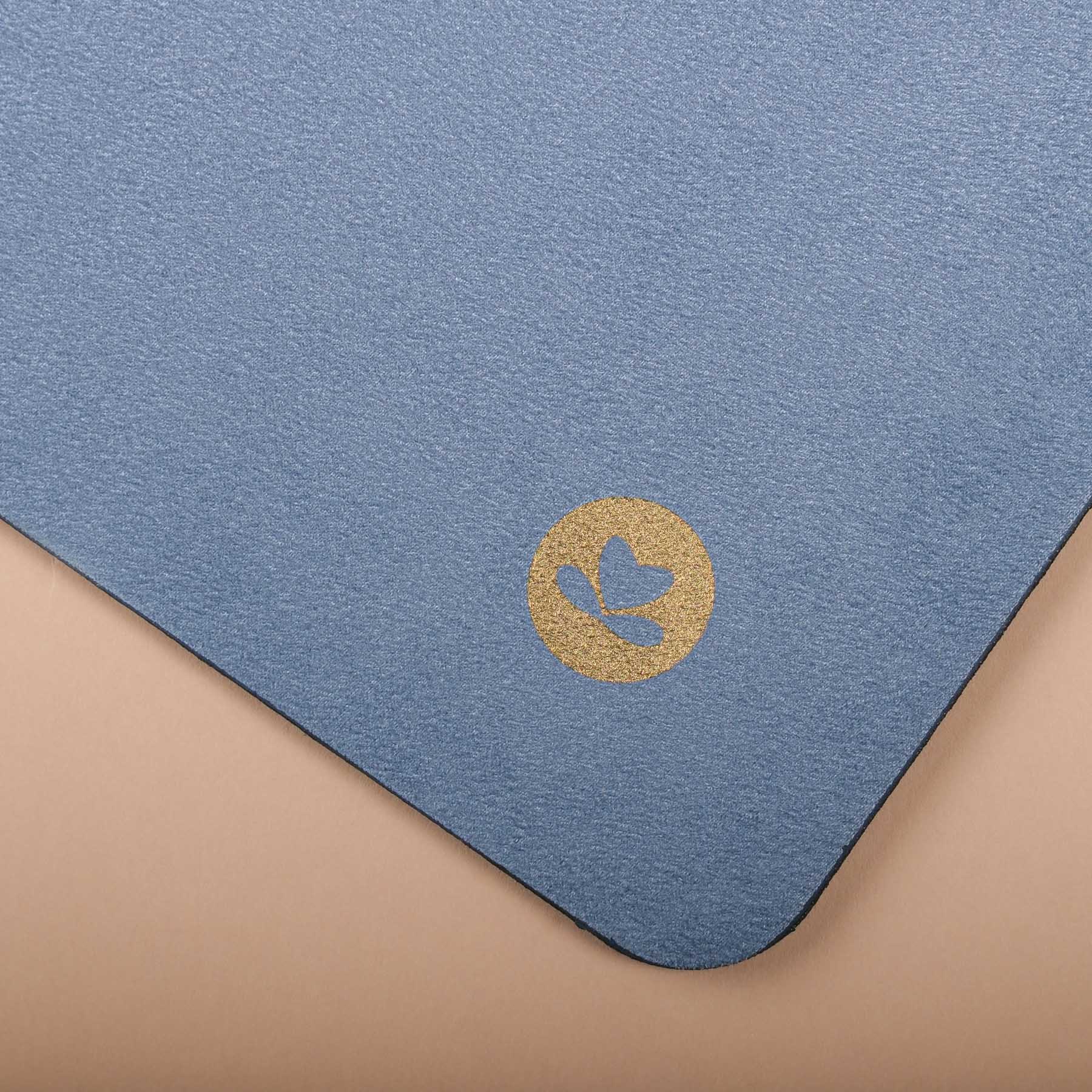 Tappetino da yoga in velluto Fiore della vita con stampa oro Grigio Blu