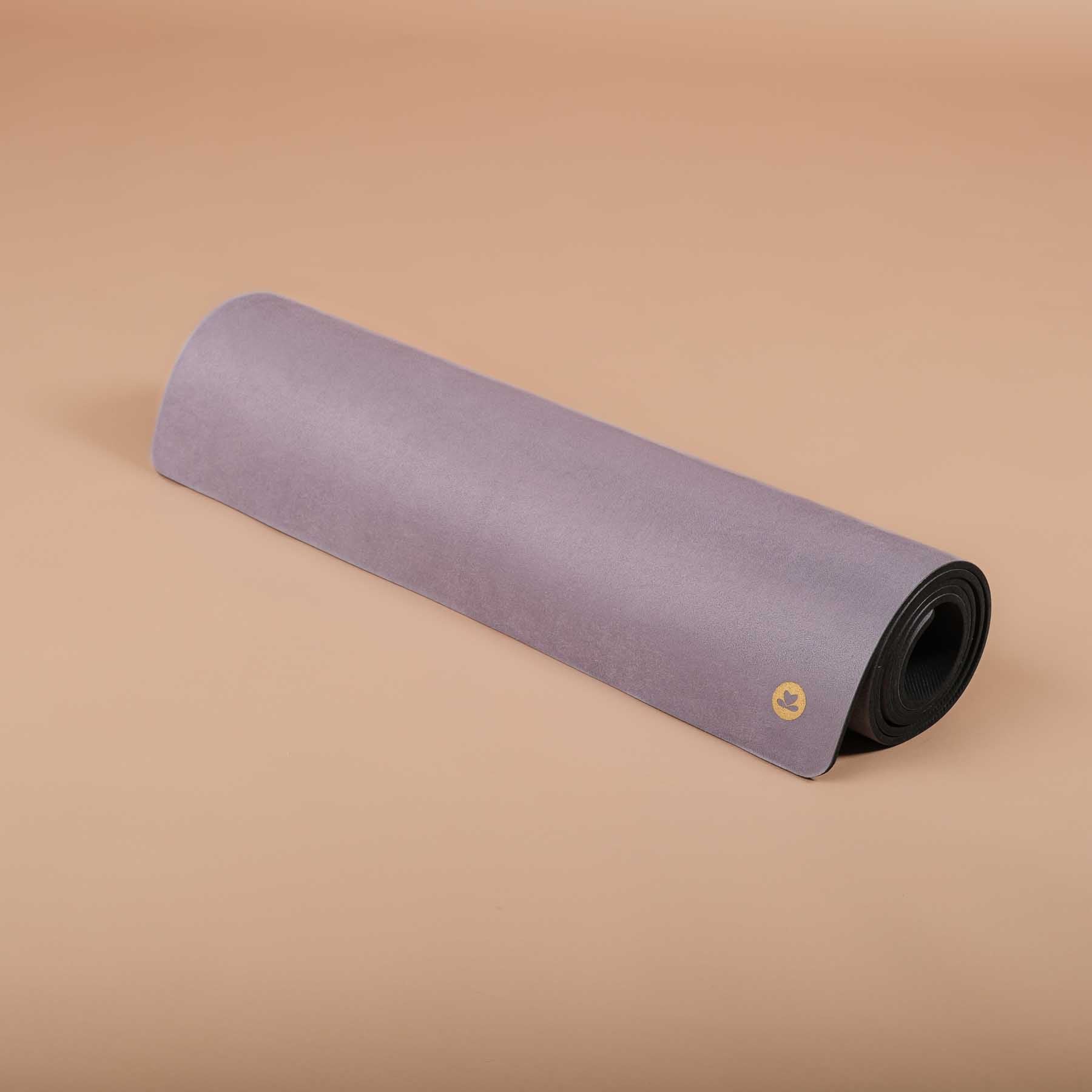 Tappetino da yoga in velluto con stampa dorata del fiore della vita, grigio