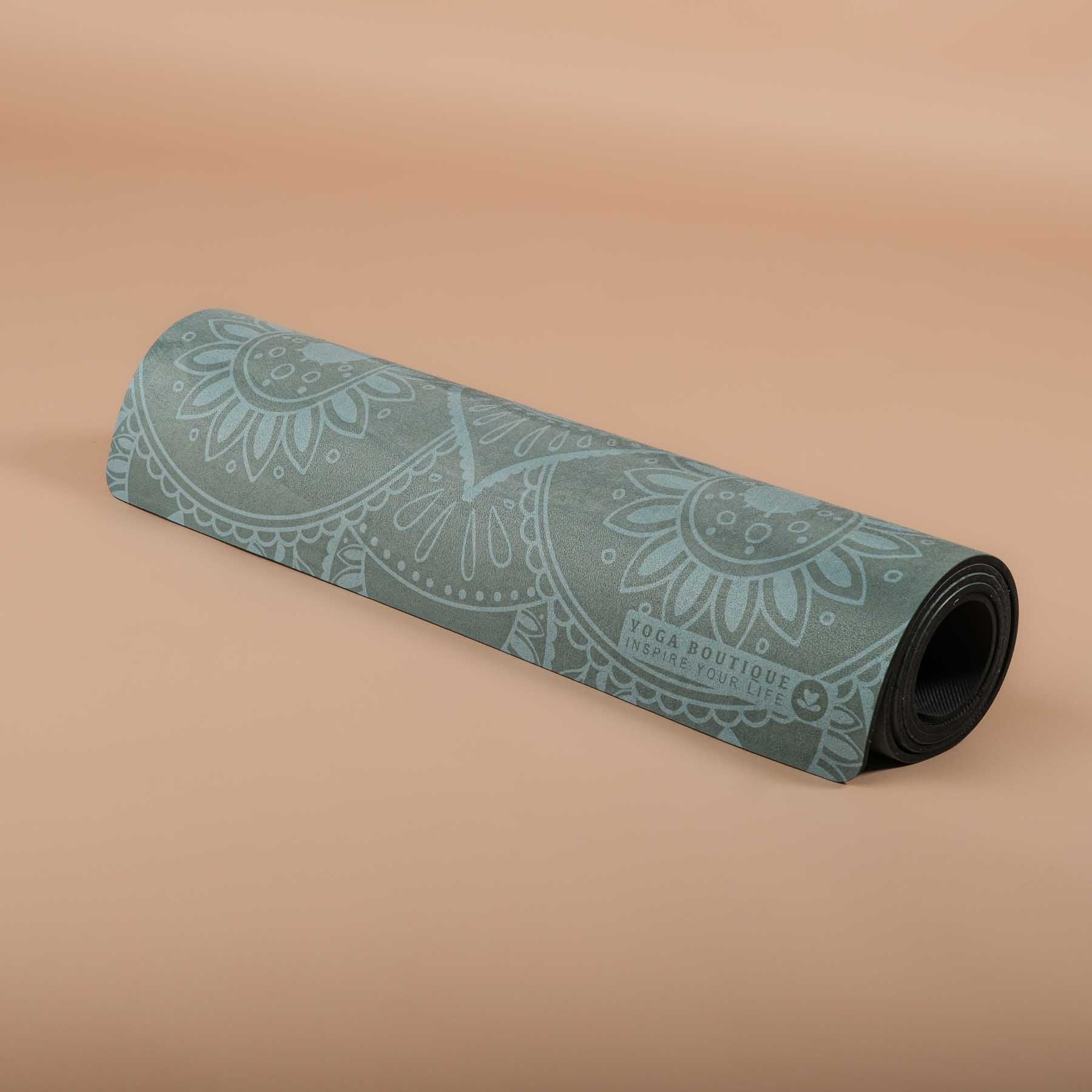 Tappetino yoga in velluto Mandala verde pino