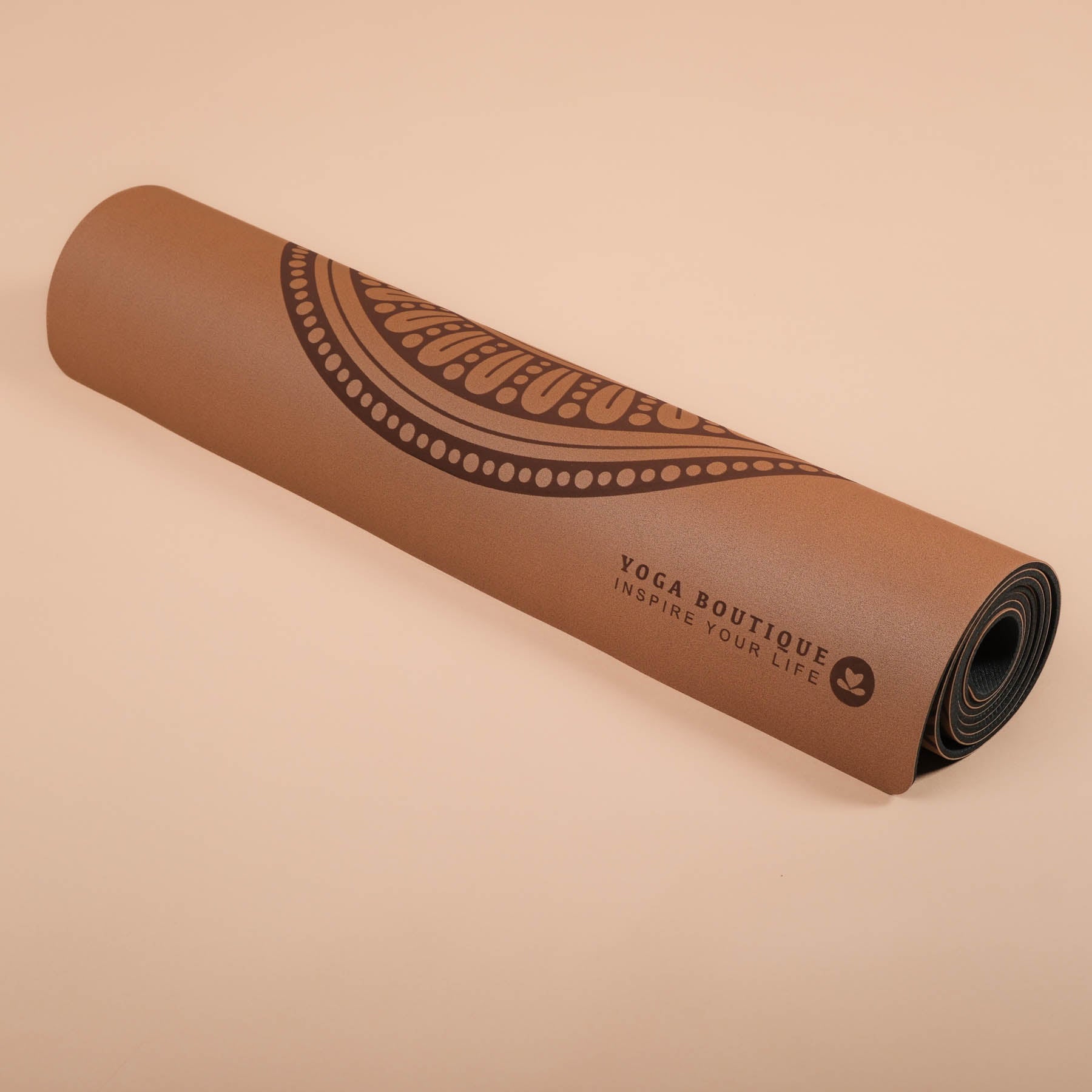 Tappetino yoga SuperGrip 2.0 Mandala molto antiscivolo caffè tappetino yoga in gomma naturale con buona aderenza