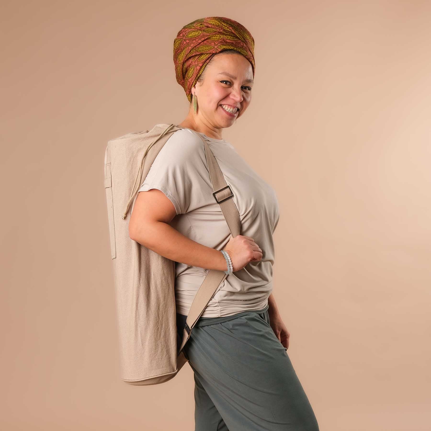 Borsa per tappetino da yoga Lotus in cotone organico sabbia