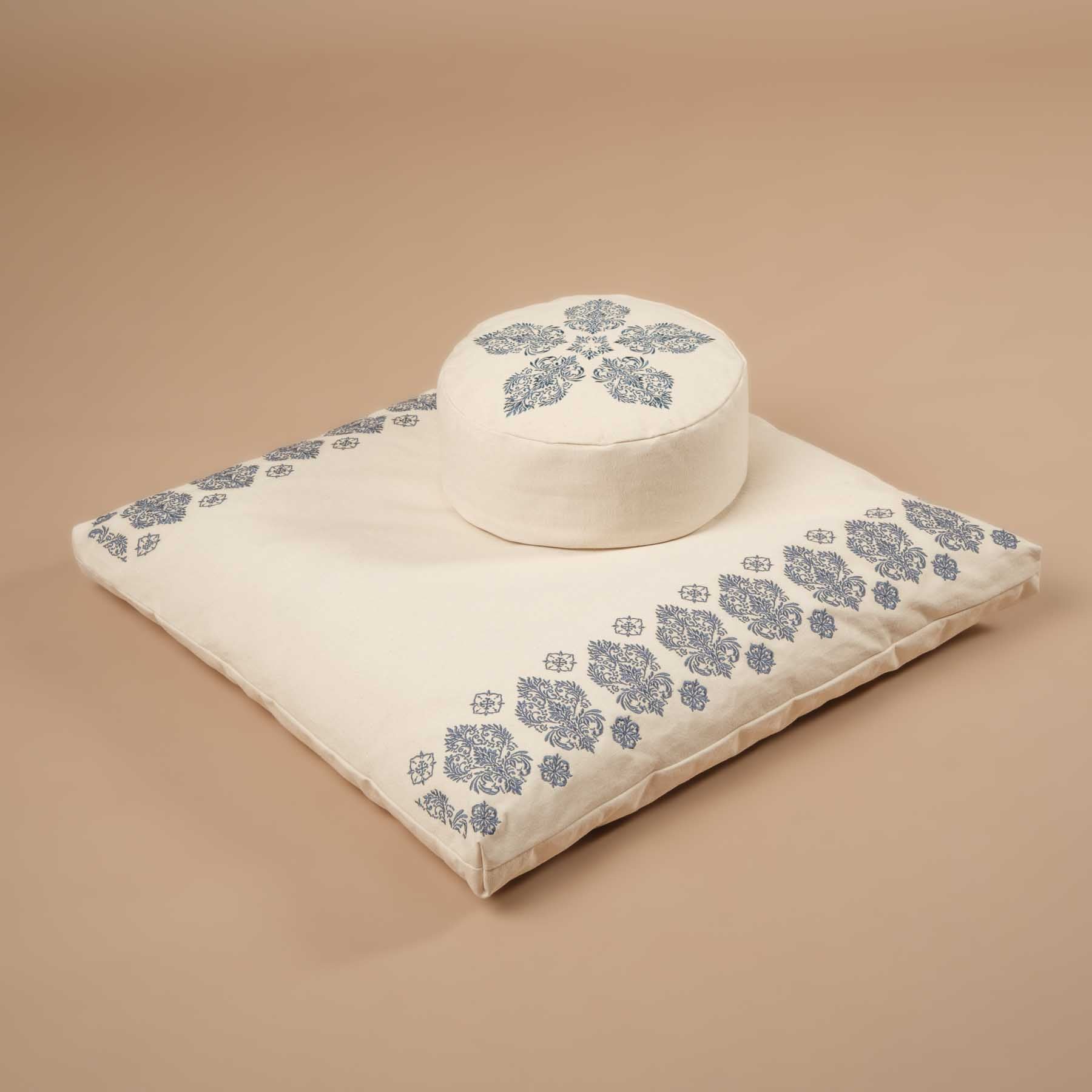 Tappeto da meditazione Zabuton Fleur-de-Lys blu