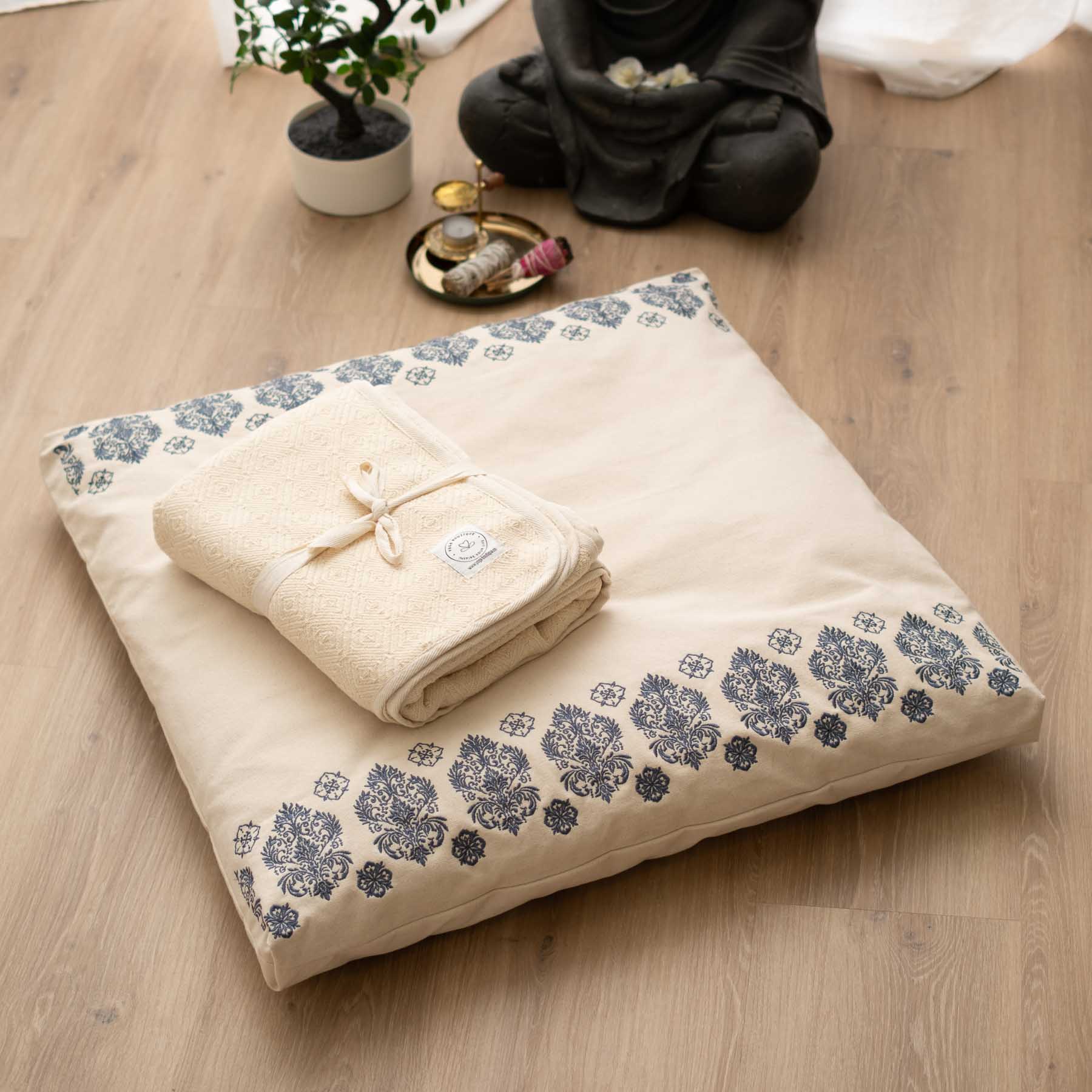 Tappeto da meditazione Zabuton Fleur-de-Lys blu