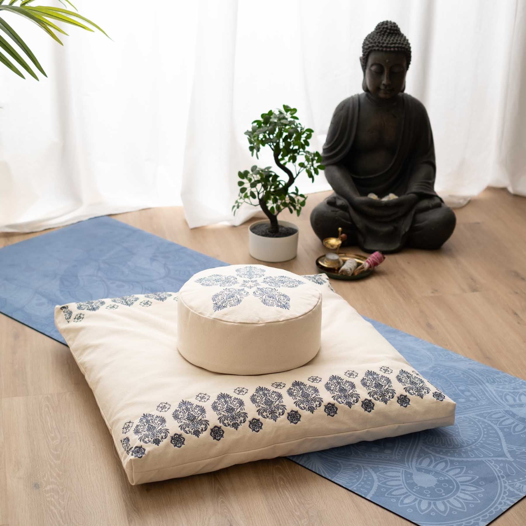Tappeto da meditazione Zabuton Fleur-de-Lys blu