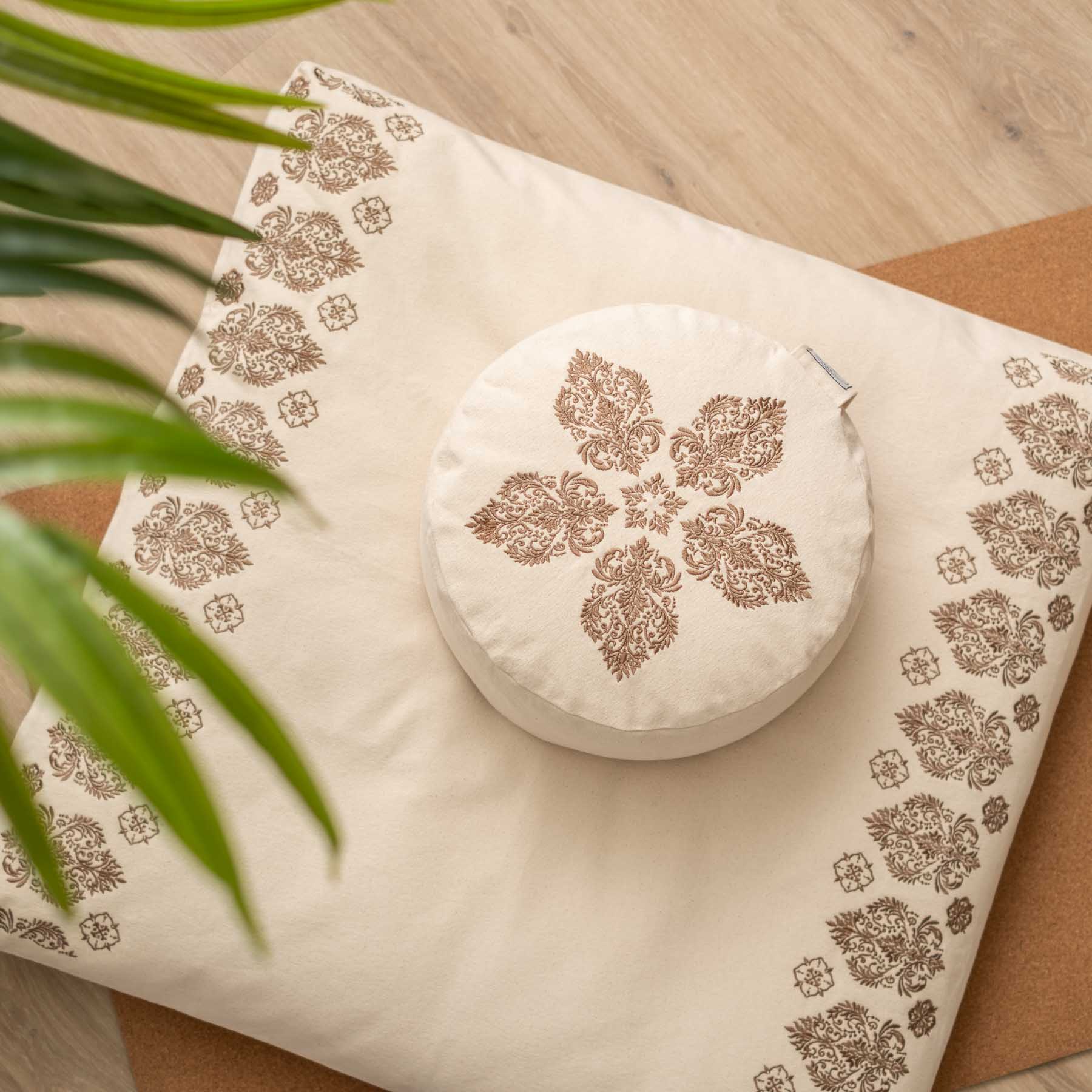 Tappeto da meditazione Zabuton Fleur-de-Lys marrone