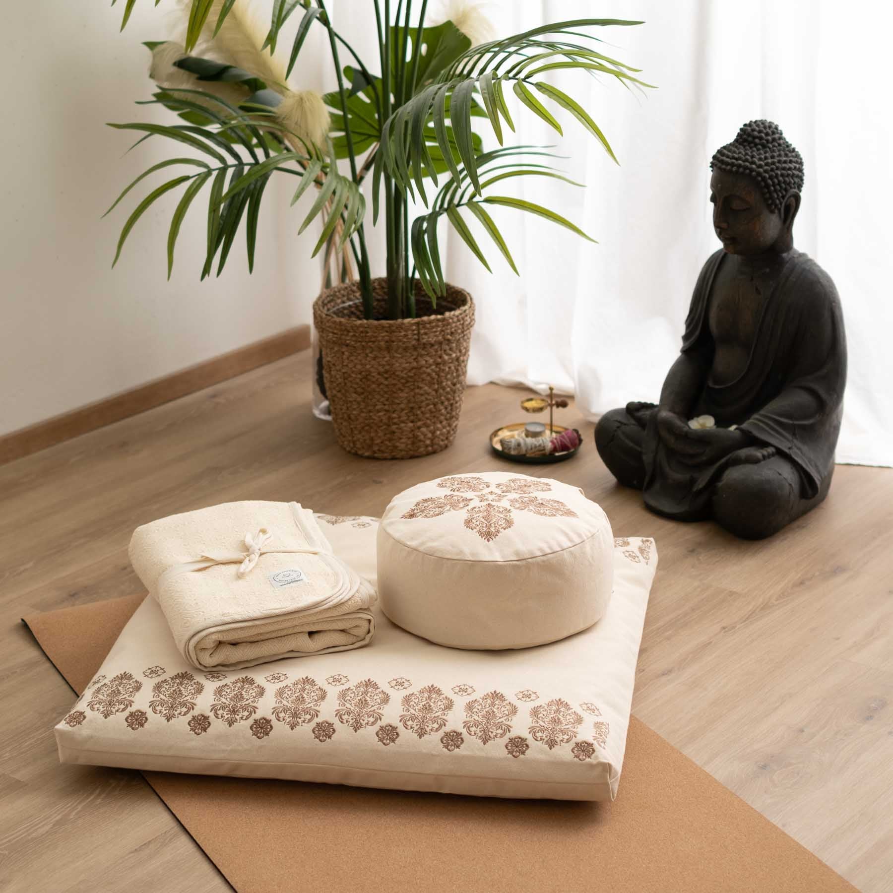 Tappeto da meditazione Zabuton Fleur-de-Lys marrone
