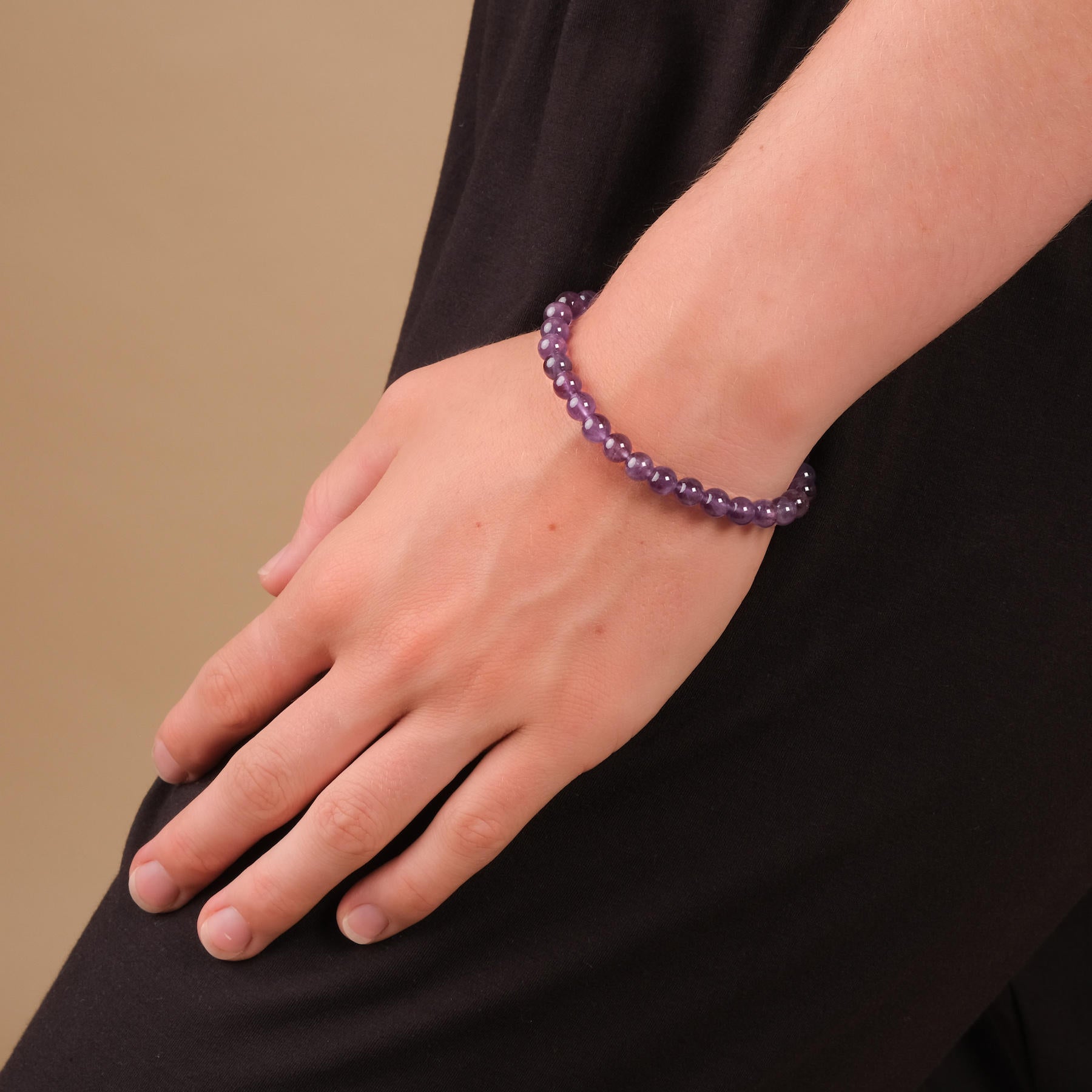 Bracciale di pietre preziose Ametista 6 mm