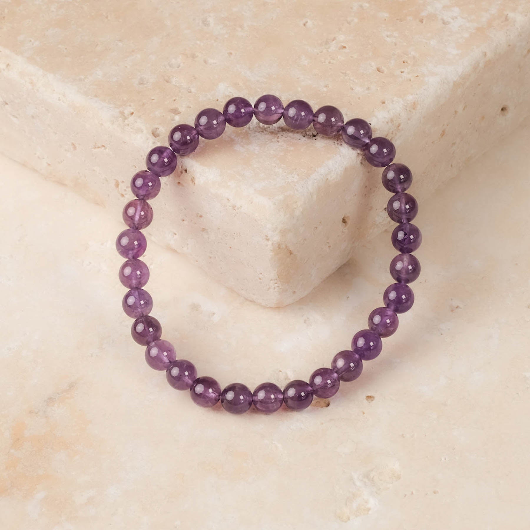 Bracciale di pietre preziose Ametista 6 mm