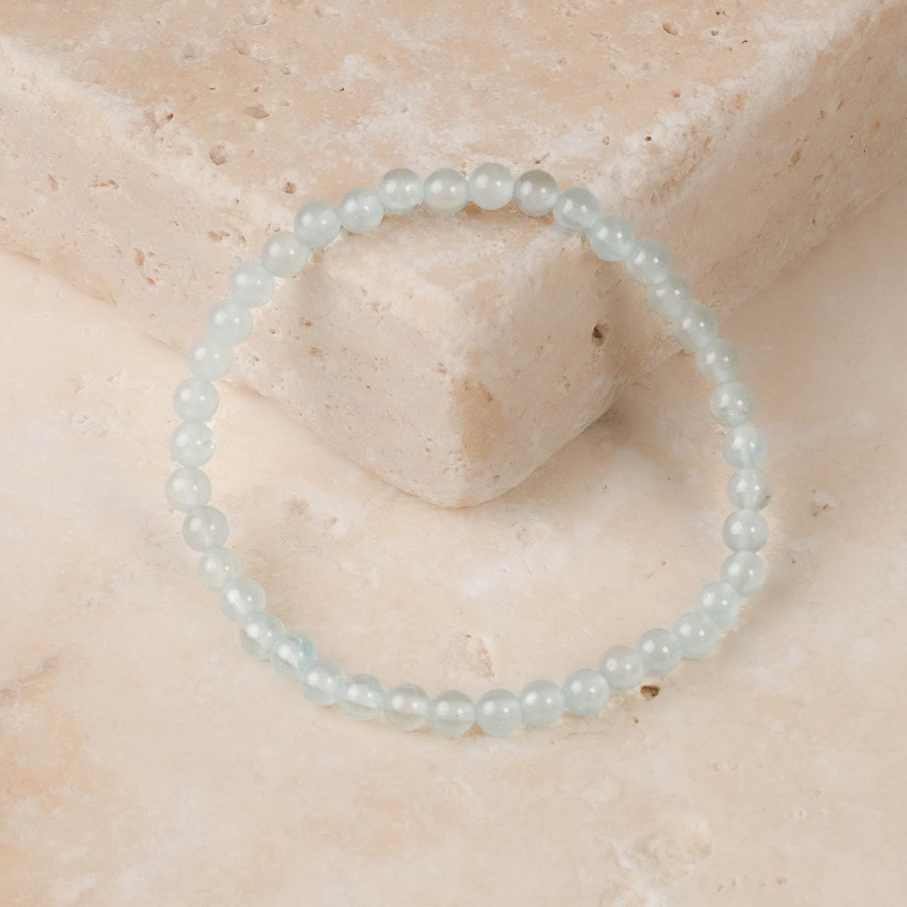 Bracciale di pietre preziose Acquamarina 4 mm